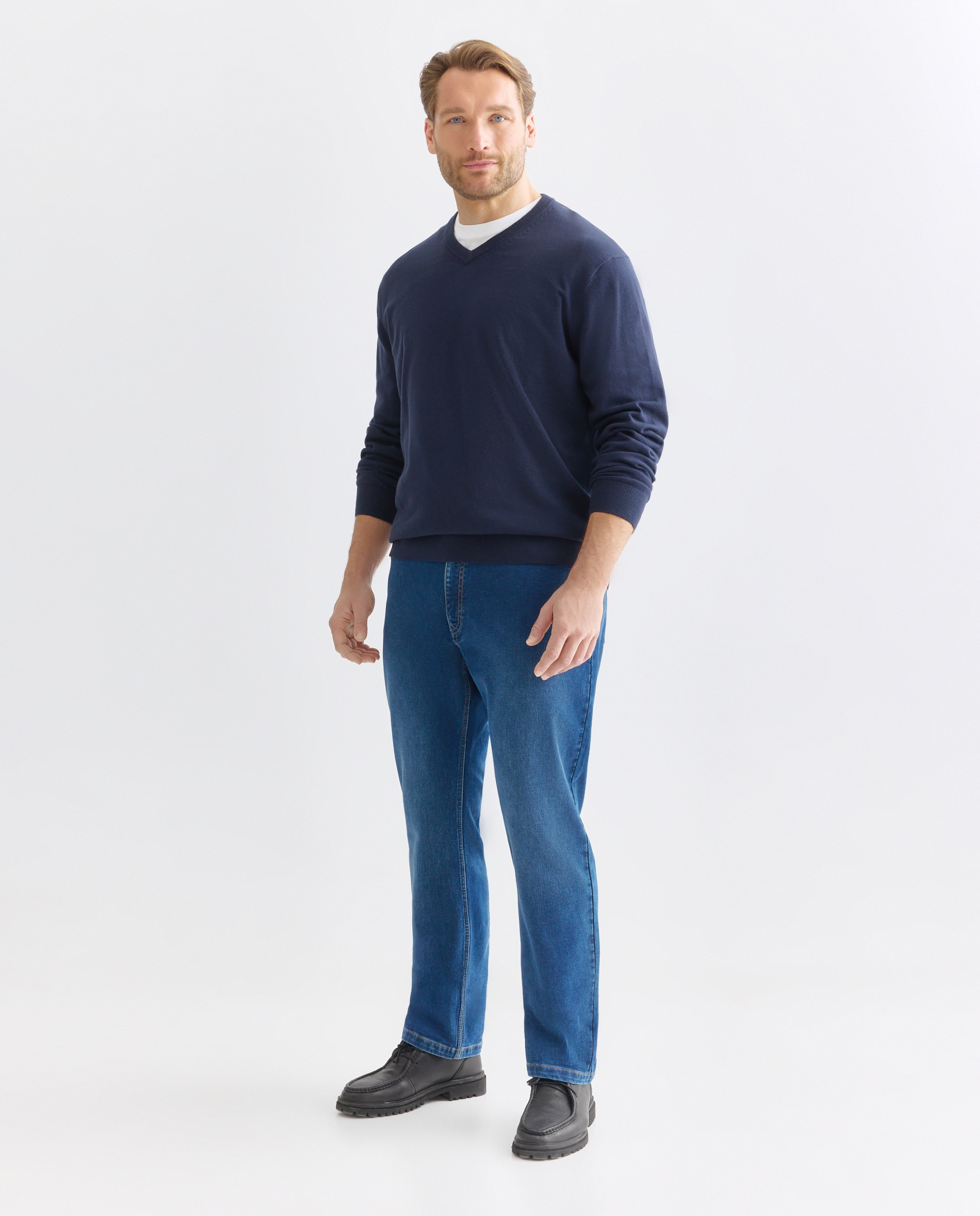 Sueter cuello pico basico hombre. - Dustin - Azul marino Azul marino-2