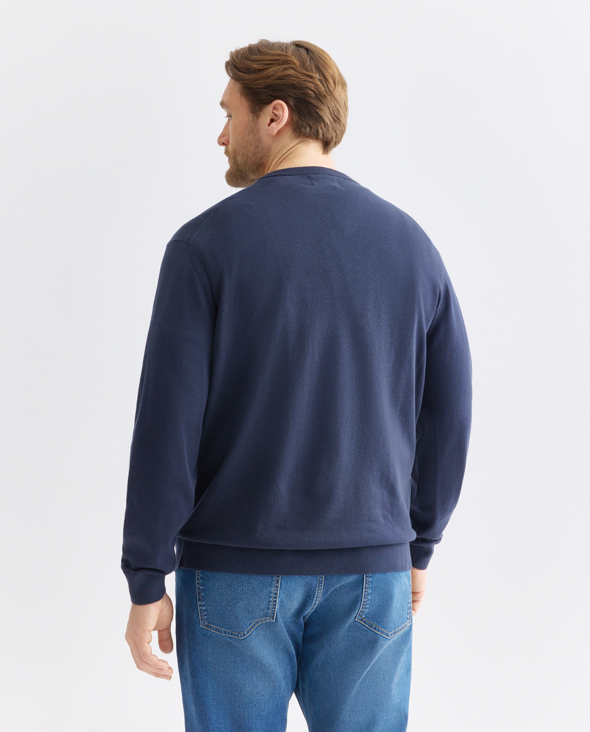 Sueter cuello pico basico hombre. - Dustin - Azul marino Azul marino-4