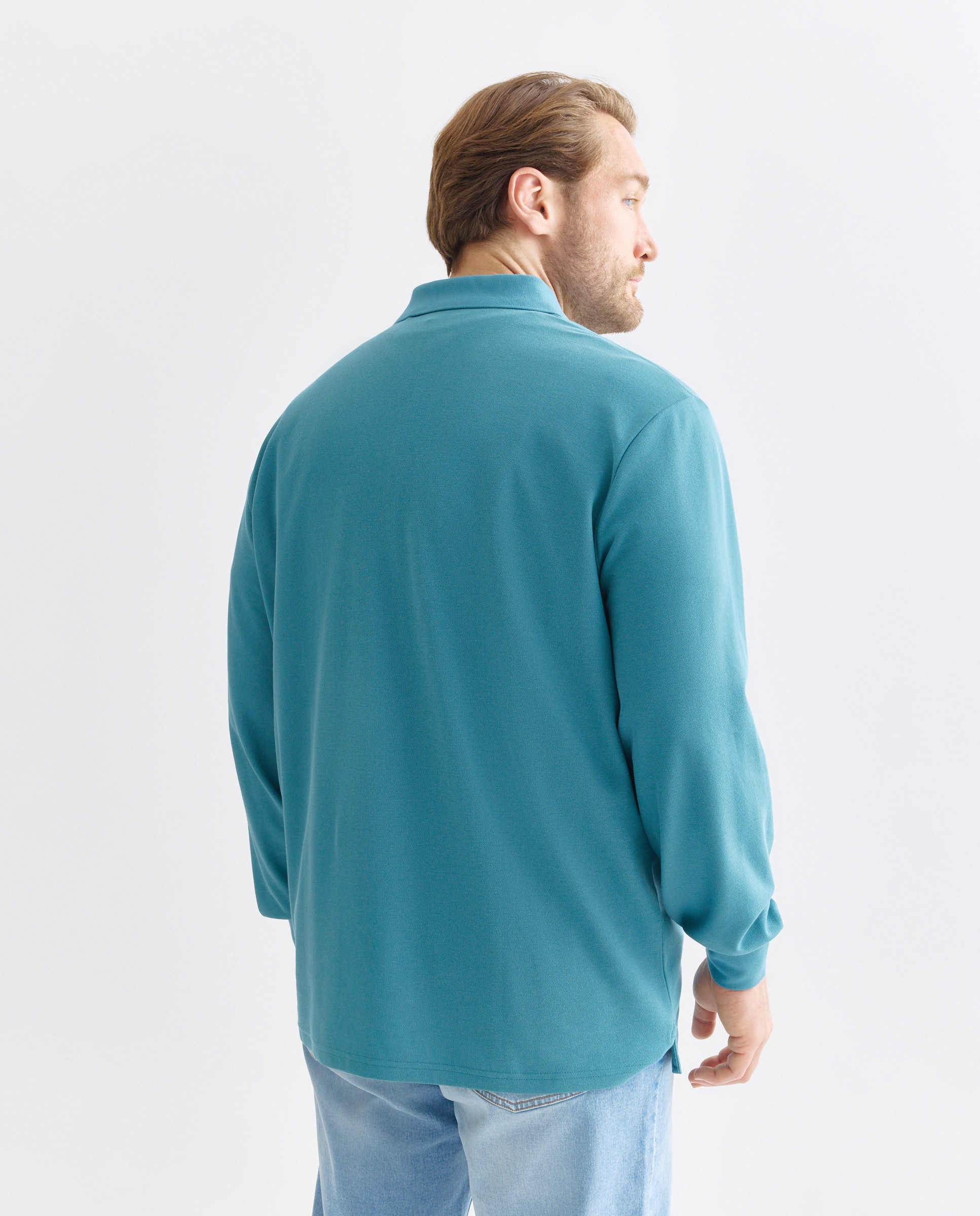 Polo Piqué Tamanhos Grandes com Manga Comprida Verde-3
