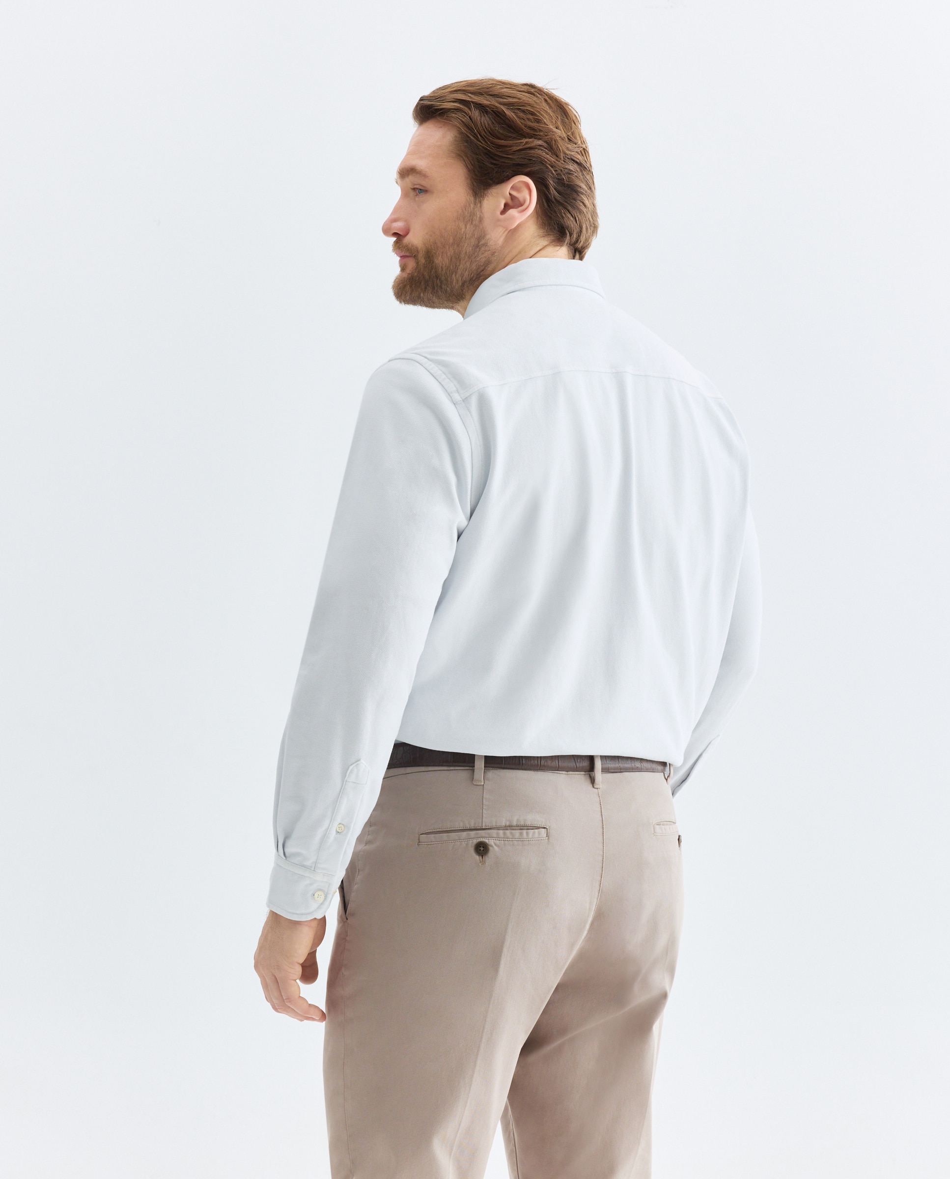 Polo de hombre abierto liso manga larga garmet dye Tallas grandes - Emidio Tucci - Azul Azul-3