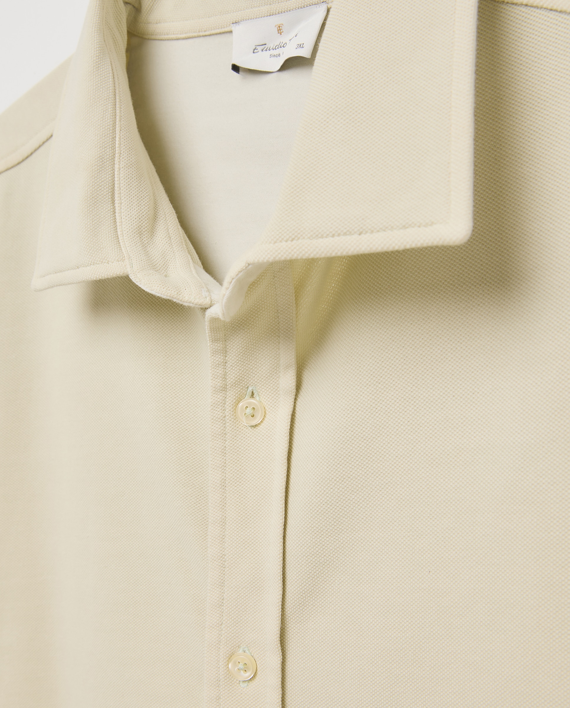 Polo Aberto Liso Garment Dye com Manga Comprida Tamanhos Grandes Verde-5