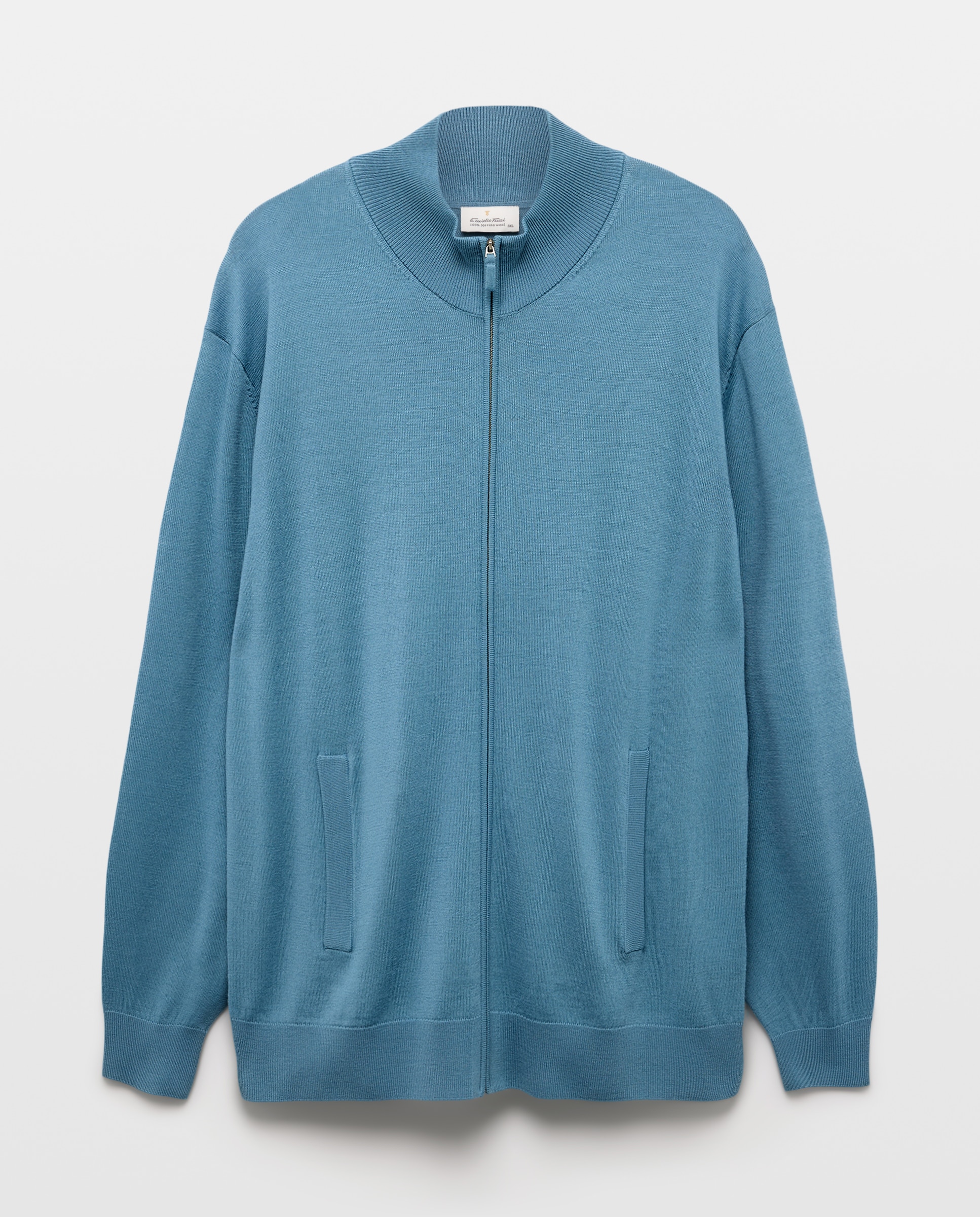 Cardigan Liso com Botões Tamanhos Grandes Azul-claro-4