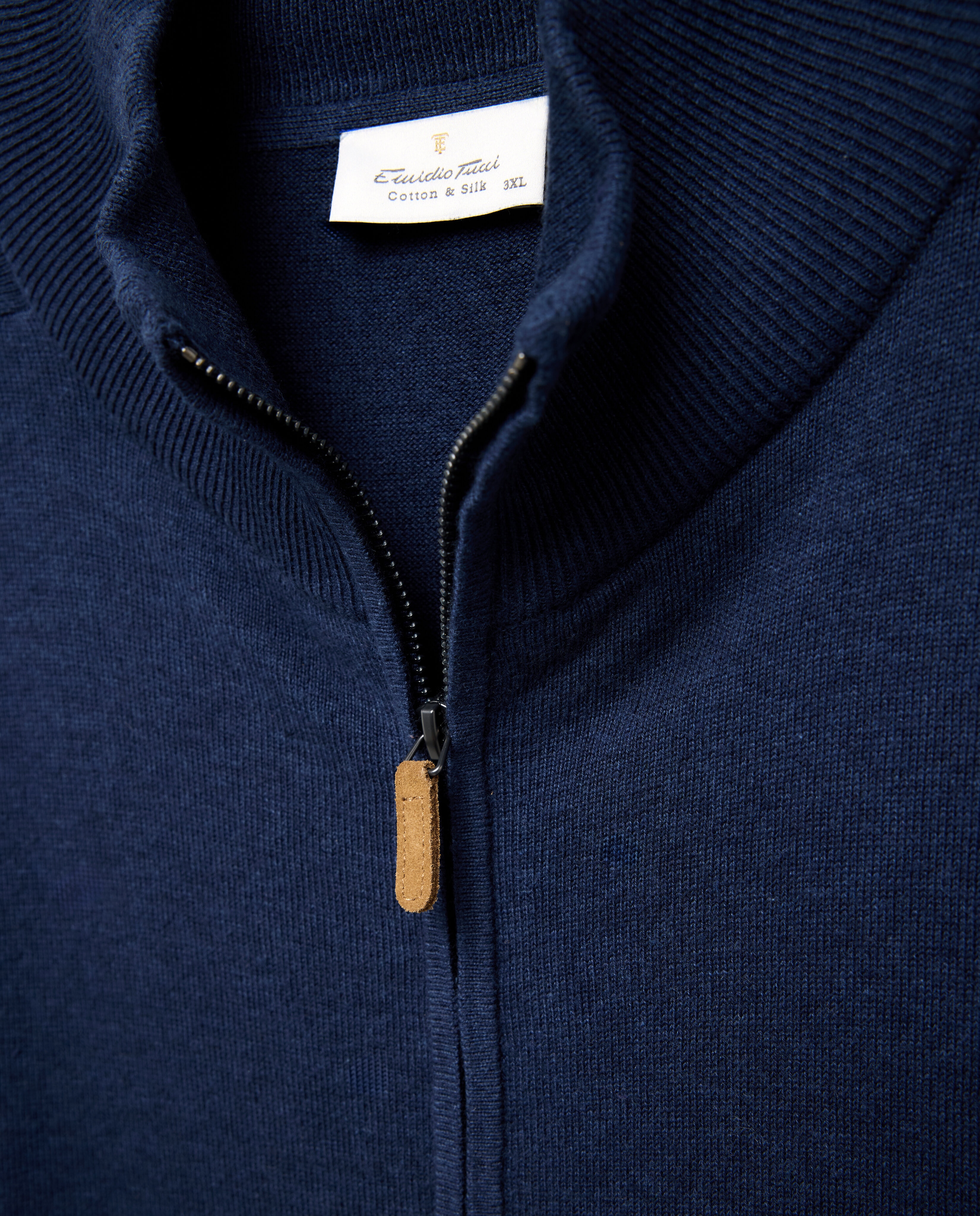 Cardigan Liso de Gola Semicisne com Fecho de Correr Tamanhos Grandes Azul-5