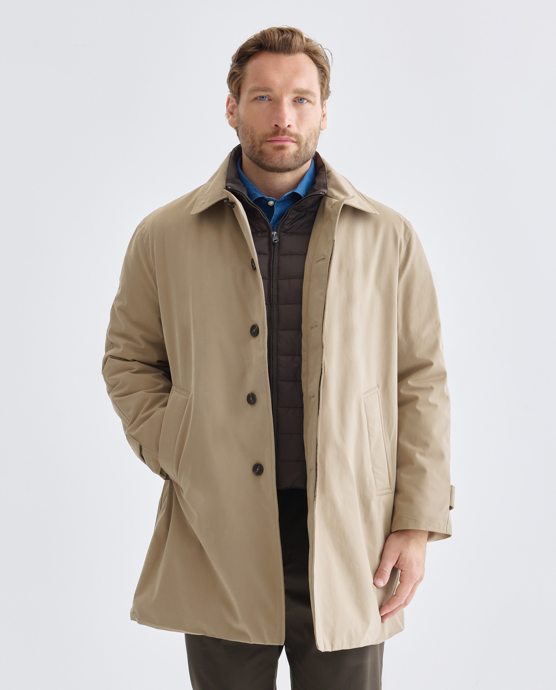 Gabardina con forro acolchado y pecherin de hombre tallas grandes - Emidio Tucci - Natural Natural-1
