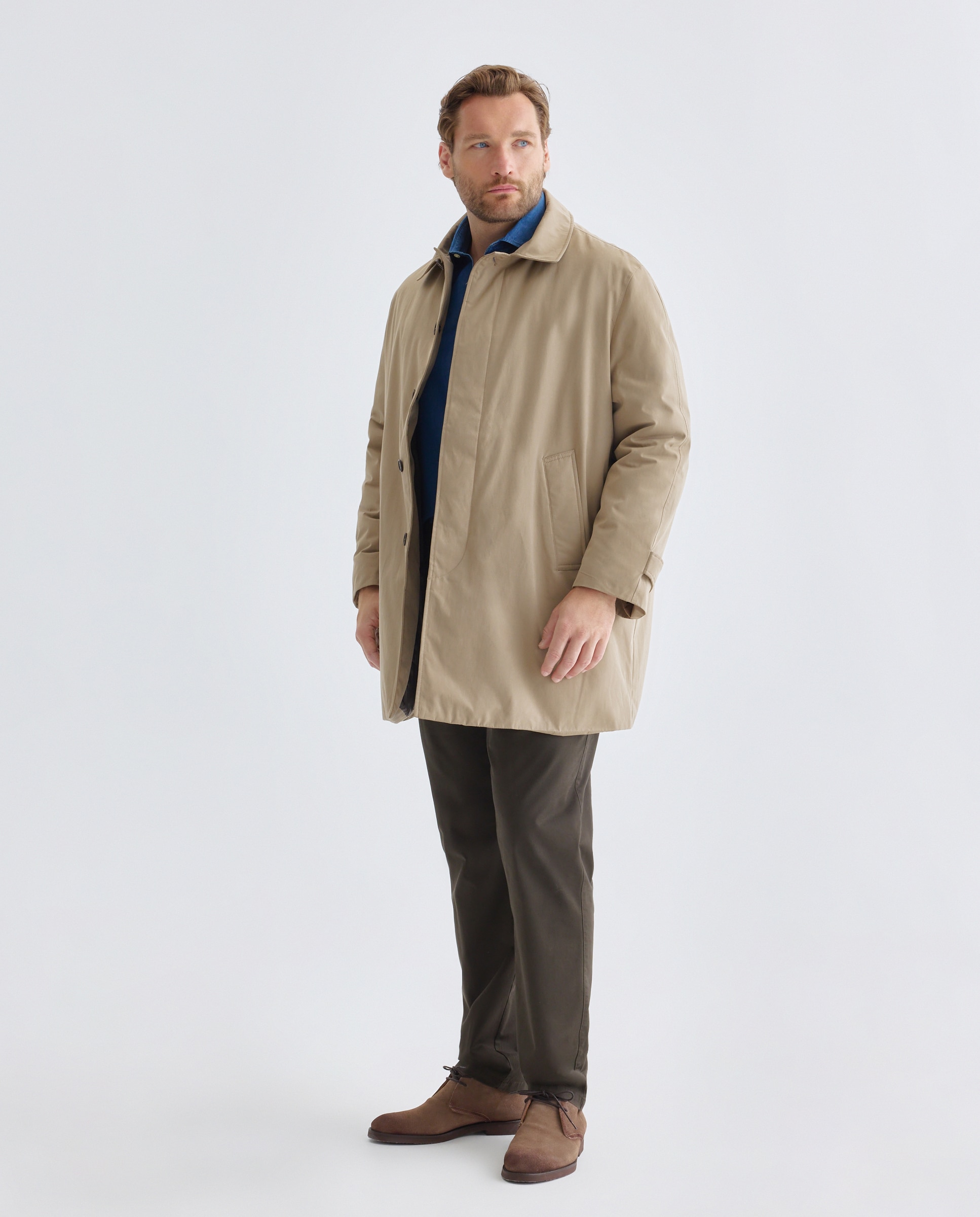 Gabardina con forro acolchado y pecherin de hombre tallas grandes - Emidio Tucci - Natural Natural-2