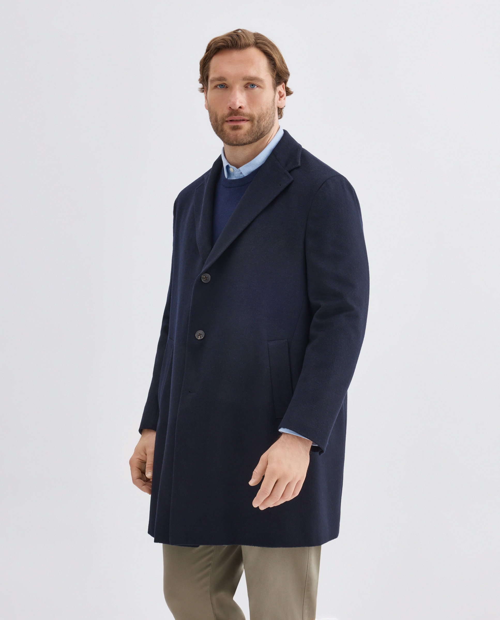 Abrigo cashmere de hombre en talla grande. - Dustin - Azul Azul-1