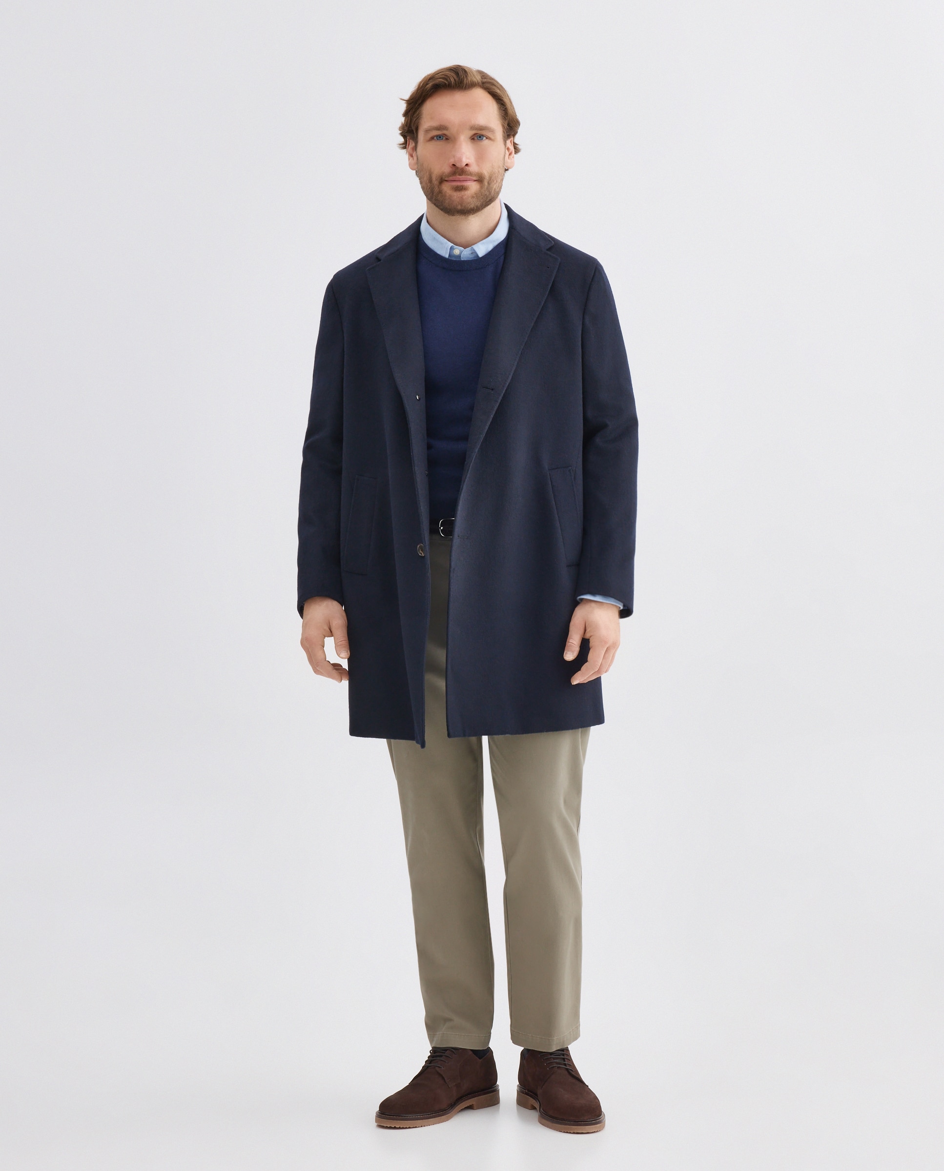 Abrigo cashmere de hombre en talla grande. - Dustin - Azul Azul-2