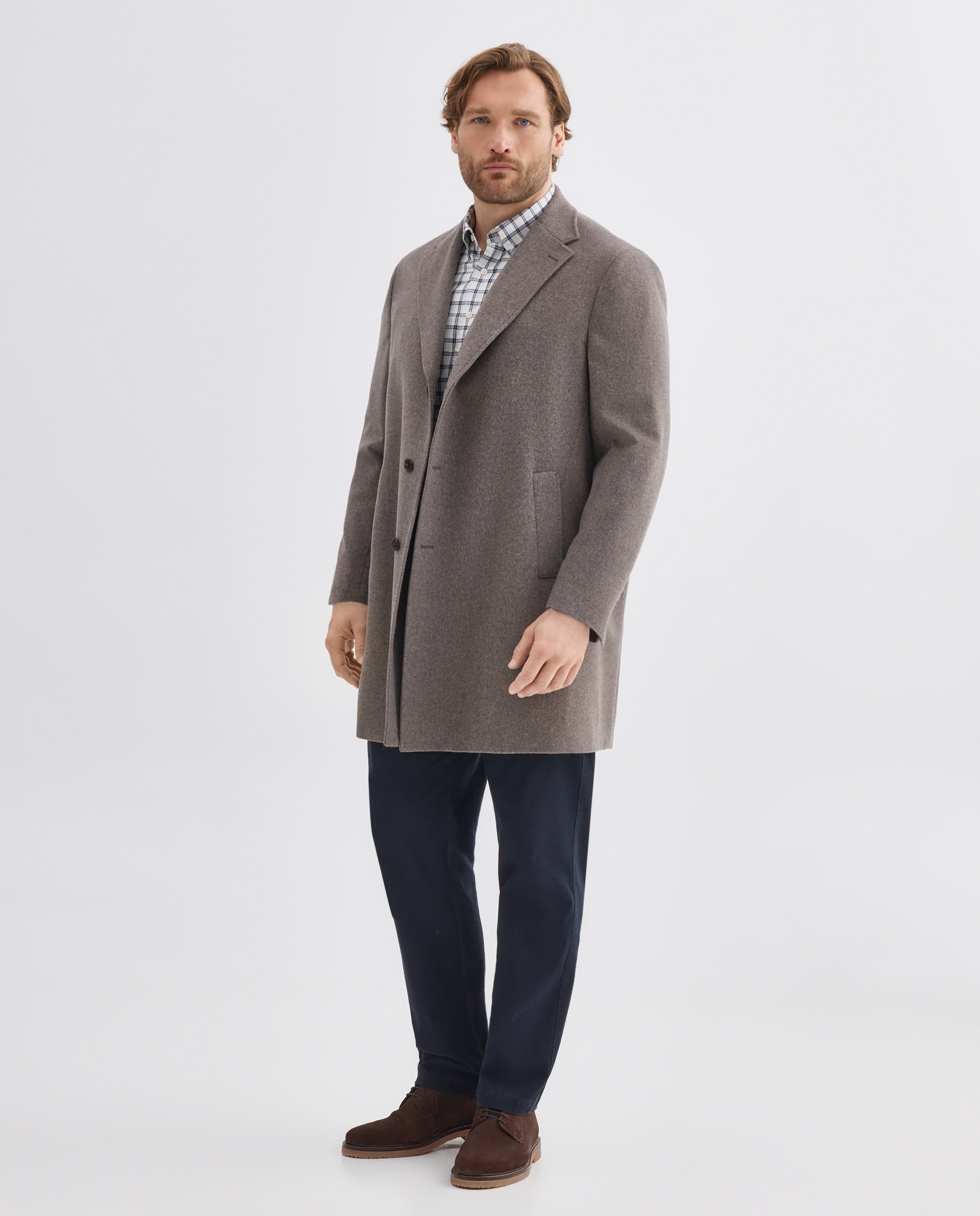 Abrigo cashmere de hombre en talla grande. - Dustin - Marrón claro Marrón claro-1