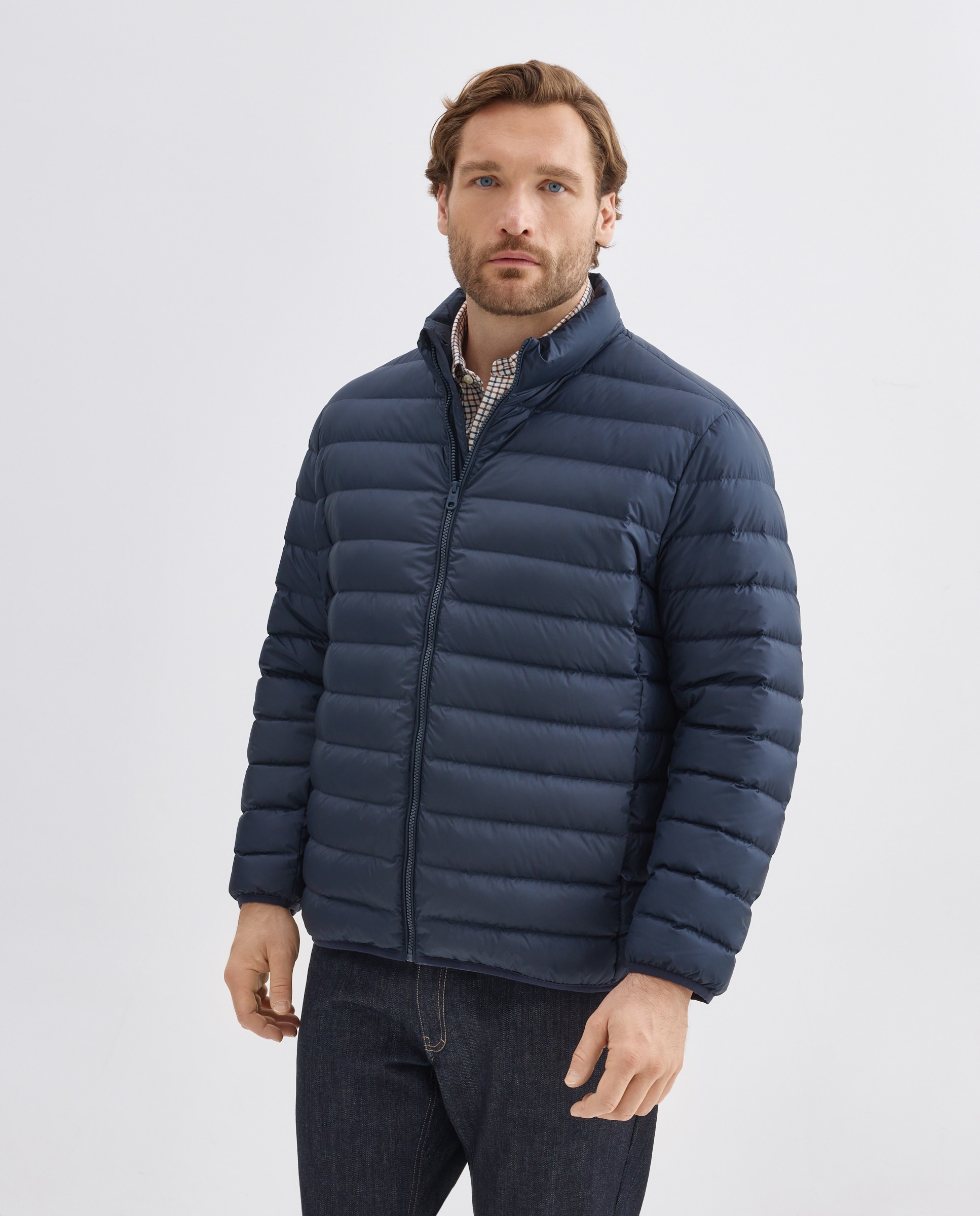 Cazadora pluma natural (90/10) hombre tallas grandes - Emidio Tucci - Azul marino Azul marino-1