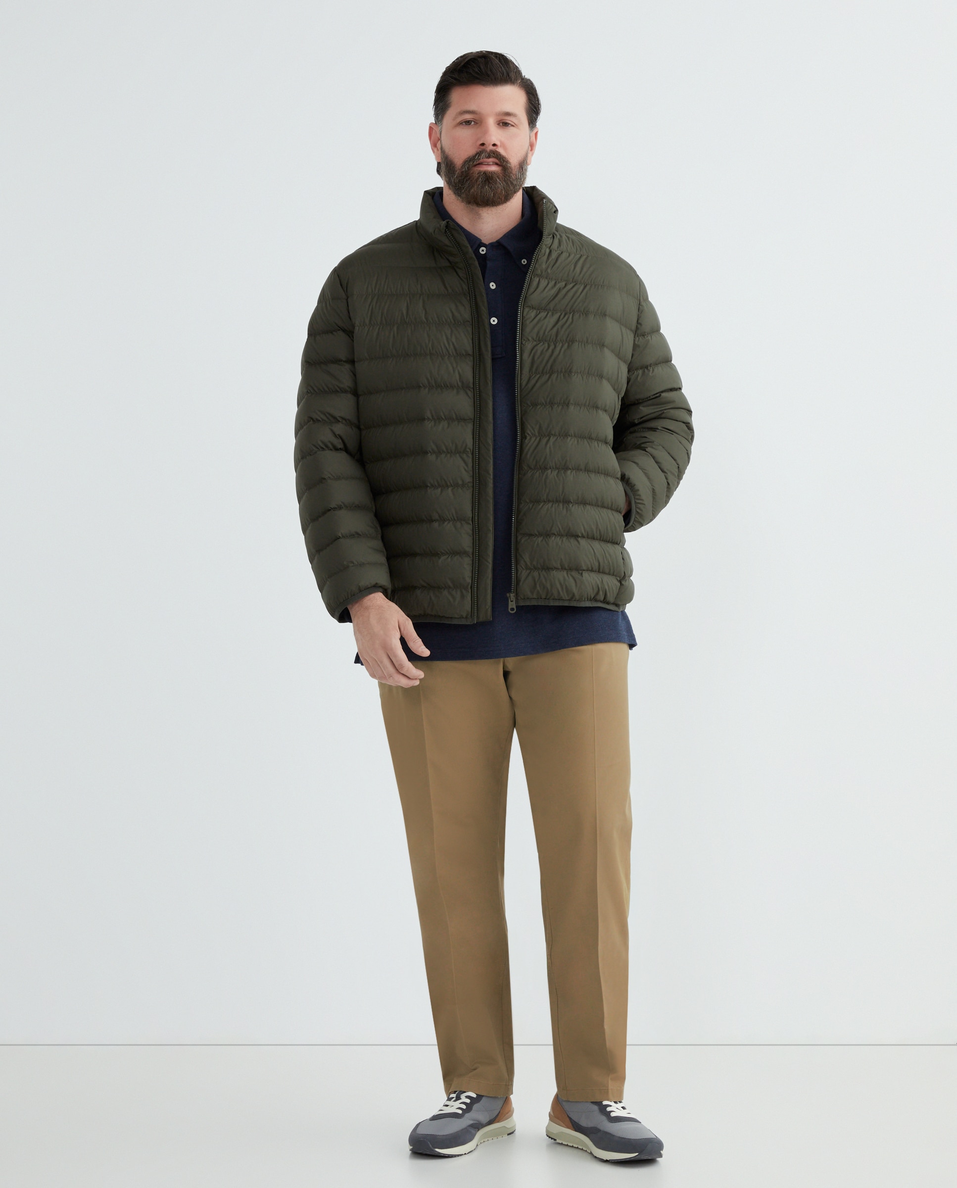 Cazadora pluma natural (90/10) hombre tallas grandes - Emidio Tucci - Kaki Kaki-2