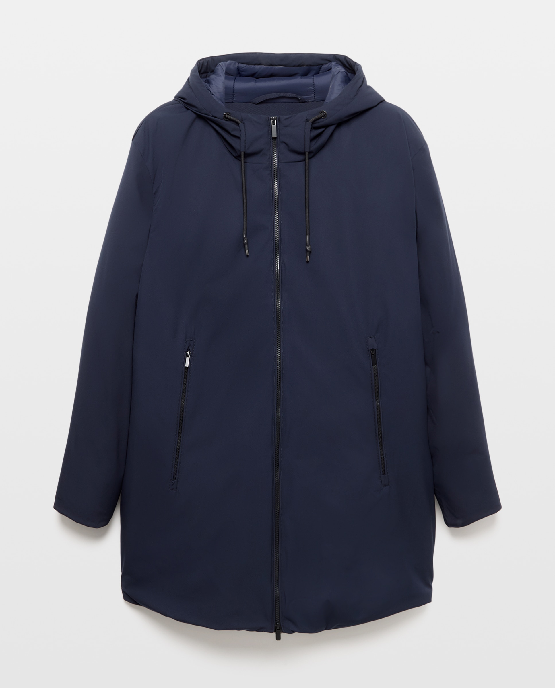 Parka larga de tejido repelente al agua con capucha de hombre de tallas grandes - Dustin - Azul marino Azul marino-4