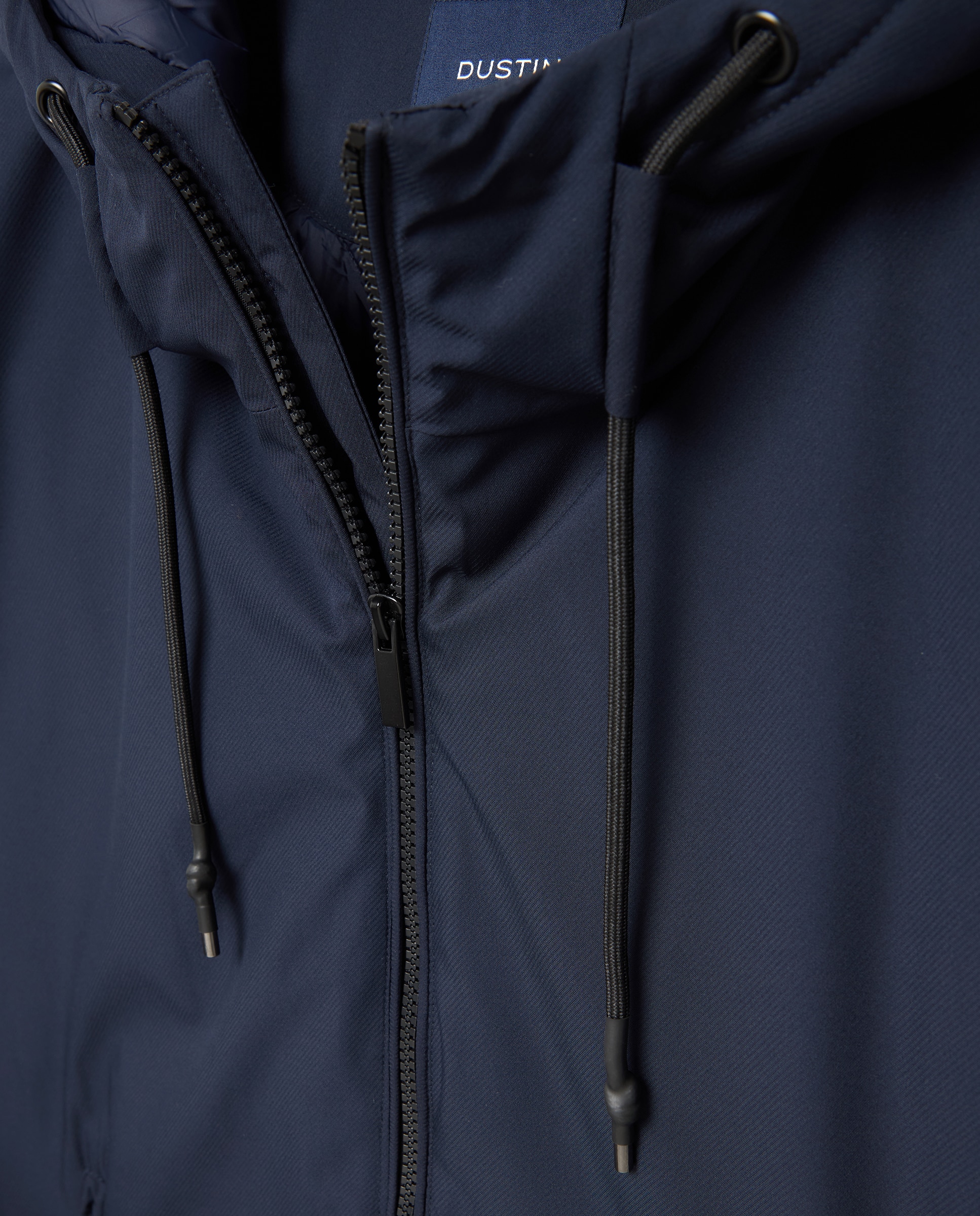 Parka larga de tejido repelente al agua con capucha de hombre de tallas grandes - Dustin - Azul marino Azul marino-5