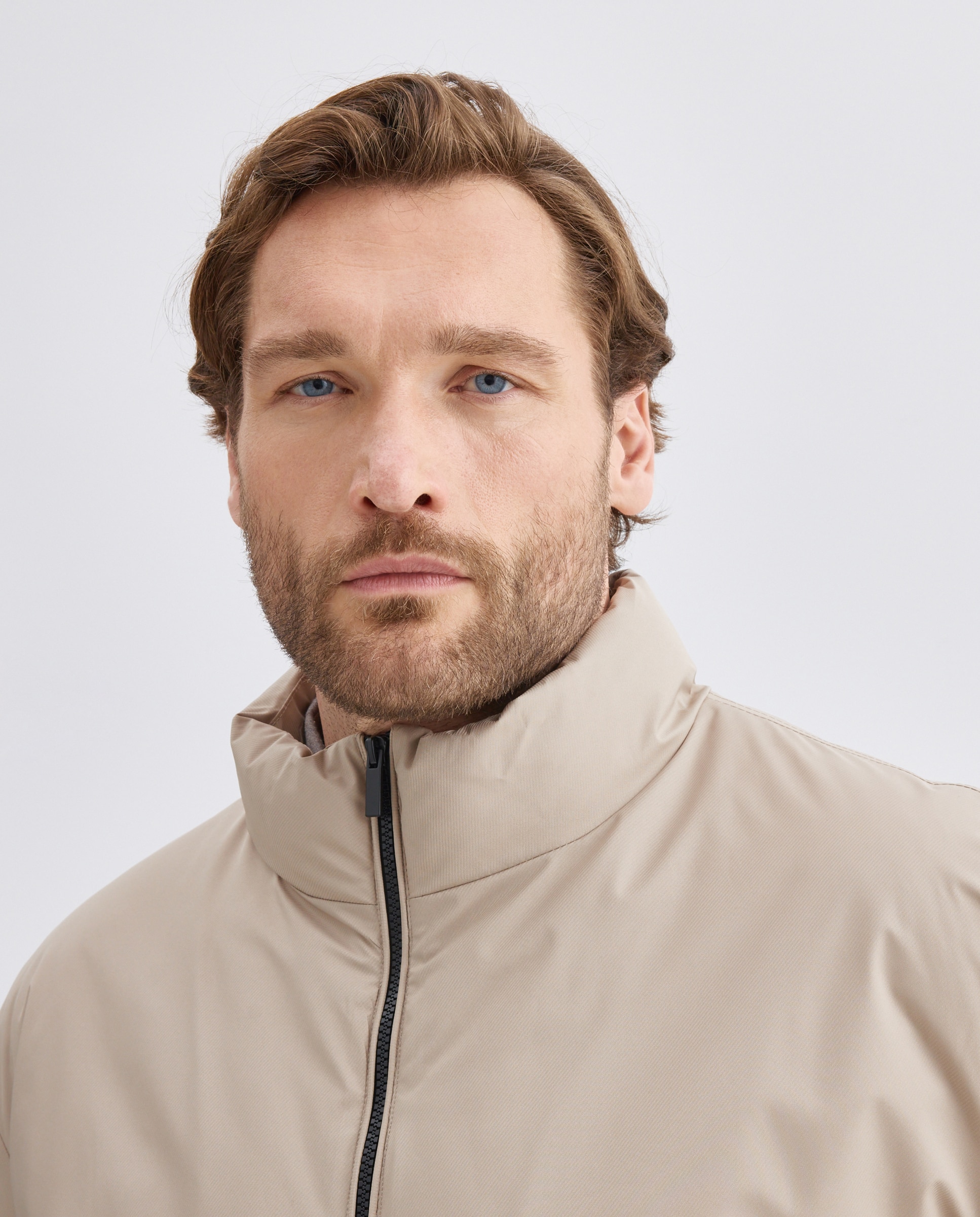Parka corta de tejido repelente al agua con cremalleras de hombre de tallas grandes - Dustin - Beige Beige-2