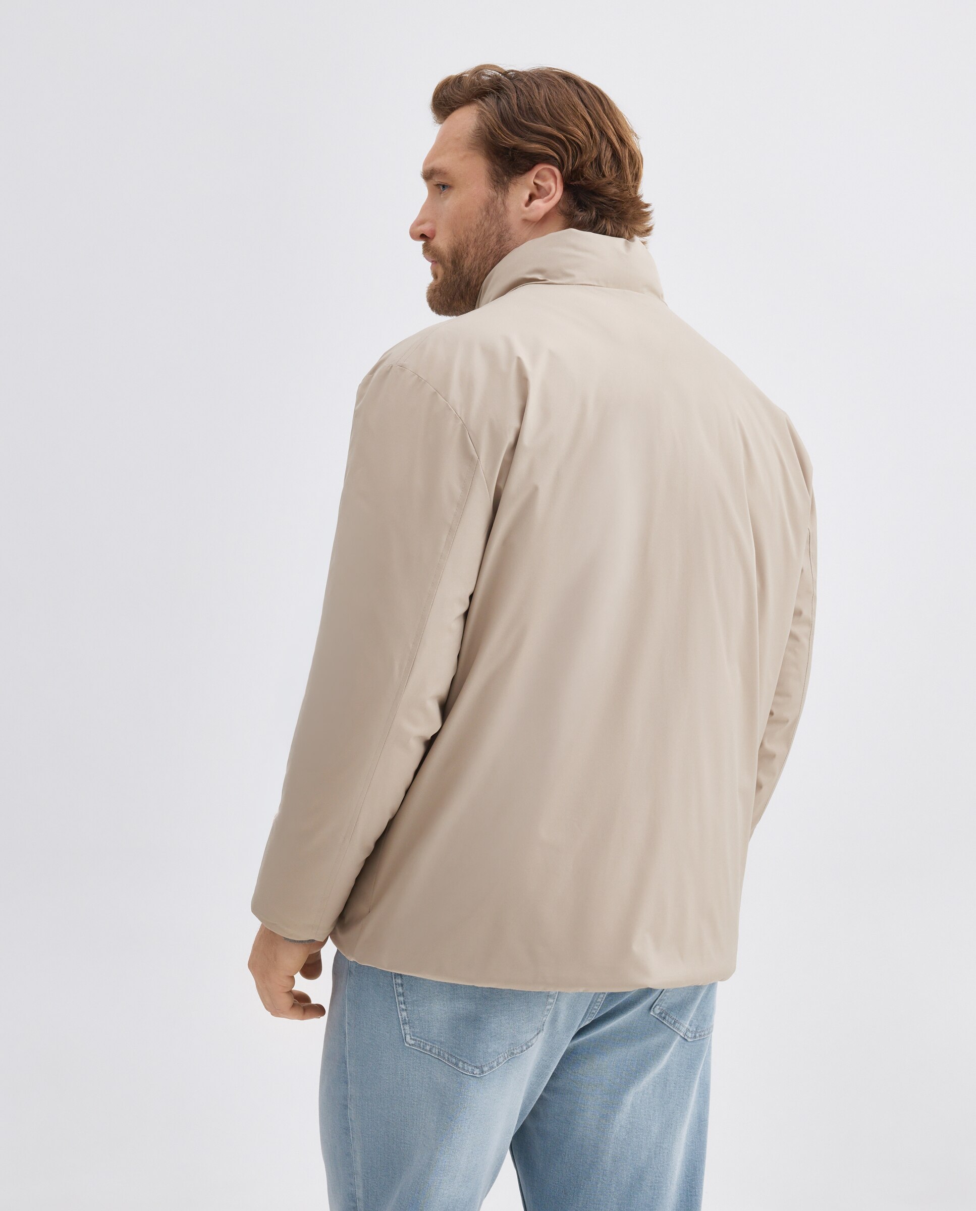 Parka corta de tejido repelente al agua con cremalleras de hombre de tallas grandes - Dustin - Beige Beige-4
