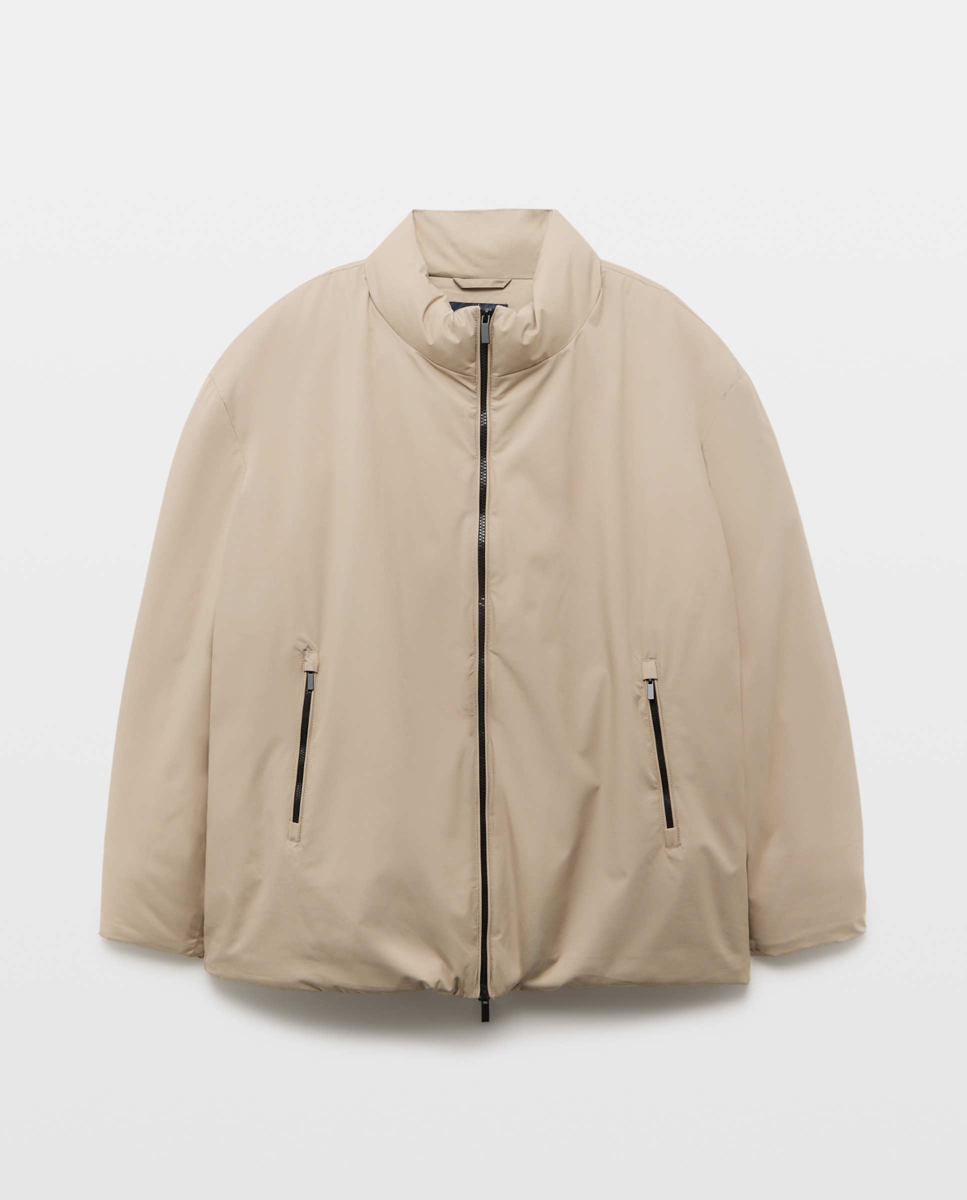 Parka corta de tejido repelente al agua con cremalleras de hombre de tallas grandes - Dustin - Beige Beige-5