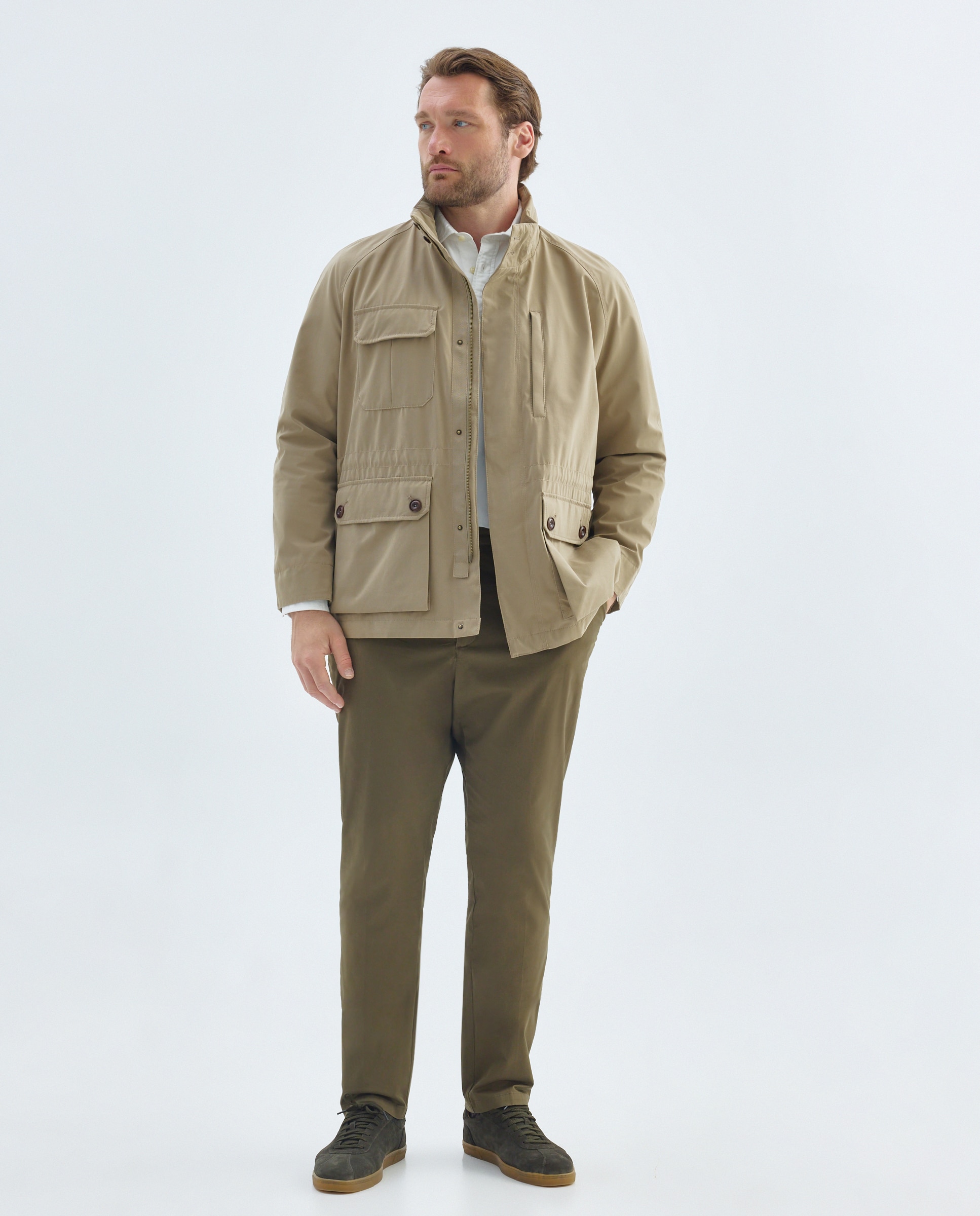 Parka Respirável e Repelente de Água Tamanhos Grandes Taupe-2