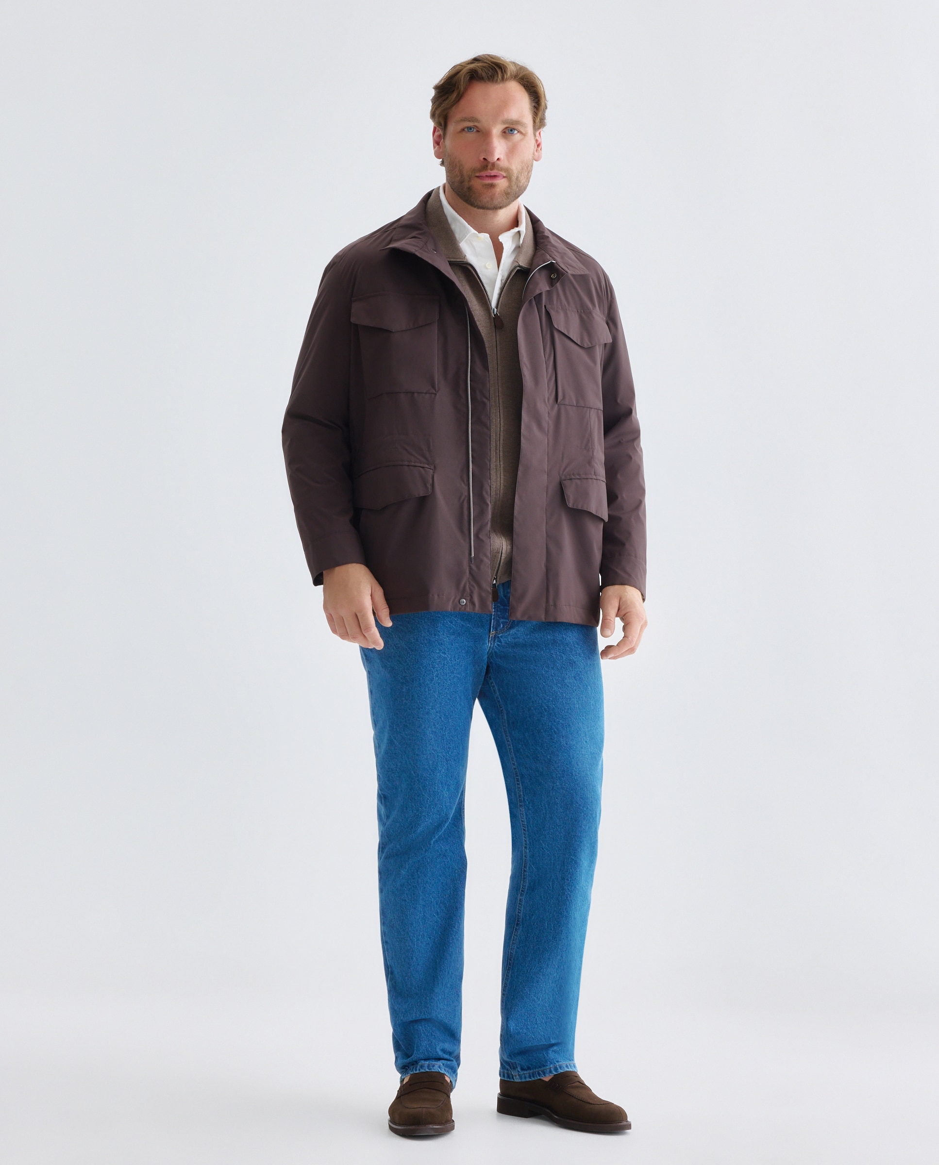Parka multibolsillos tejido técnico hombre tallas grandes - Emidio Tucci - Marrón oscuro Marrón oscuro-2