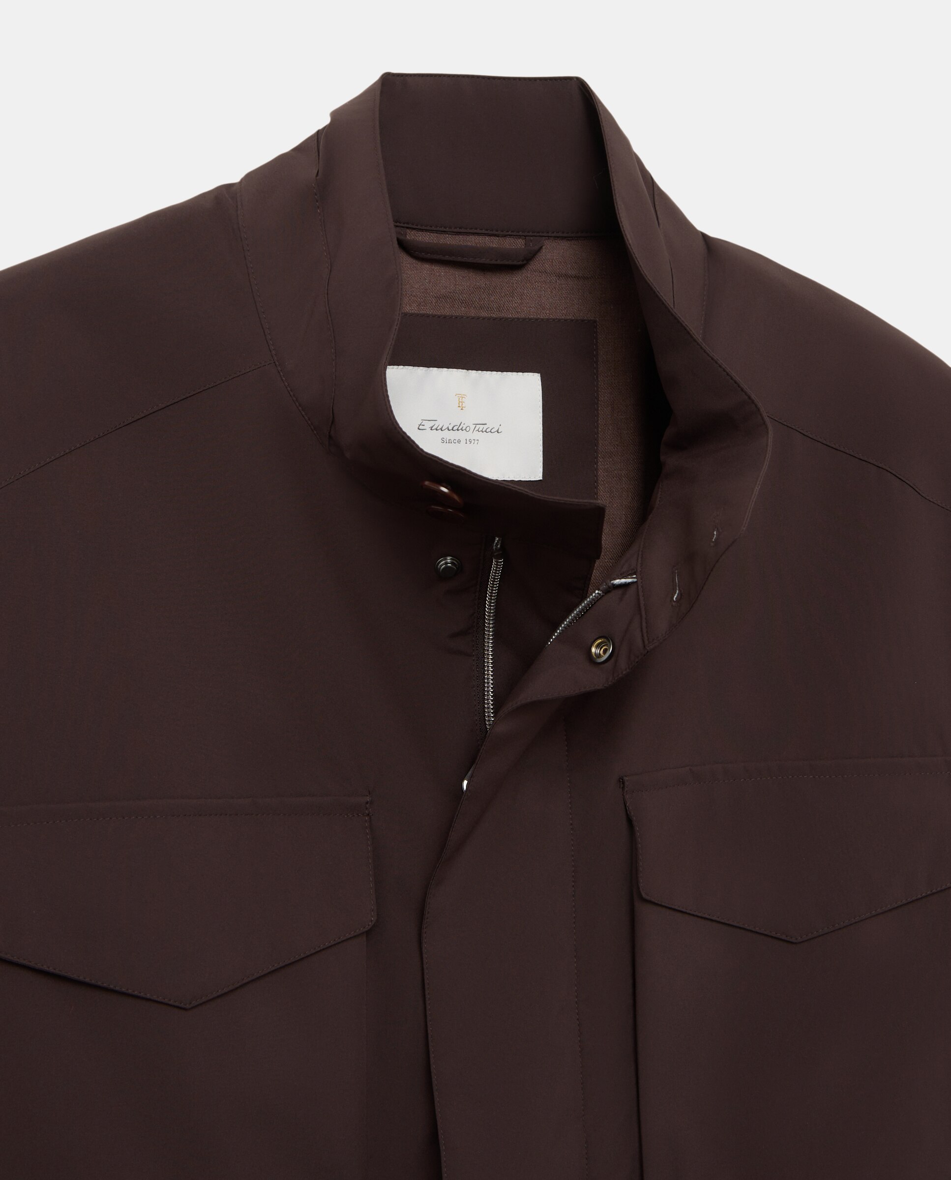 Parka multibolsillos tejido técnico hombre tallas grandes - Emidio Tucci - Marrón oscuro Marrón oscuro-5