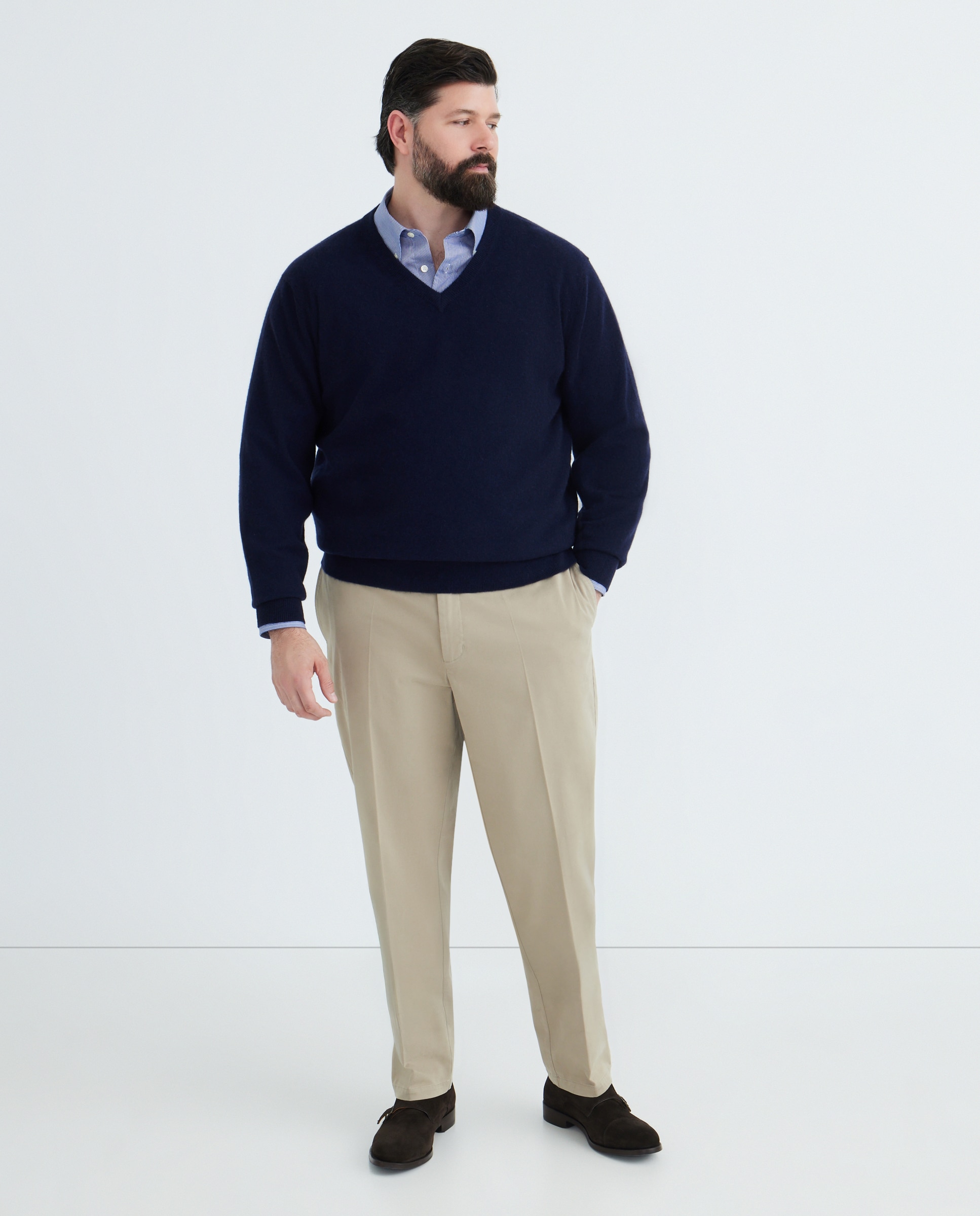 Jersey cuello pico 100% cashmere hombre - Emidio Tucci - Azul marino Azul marino-2
