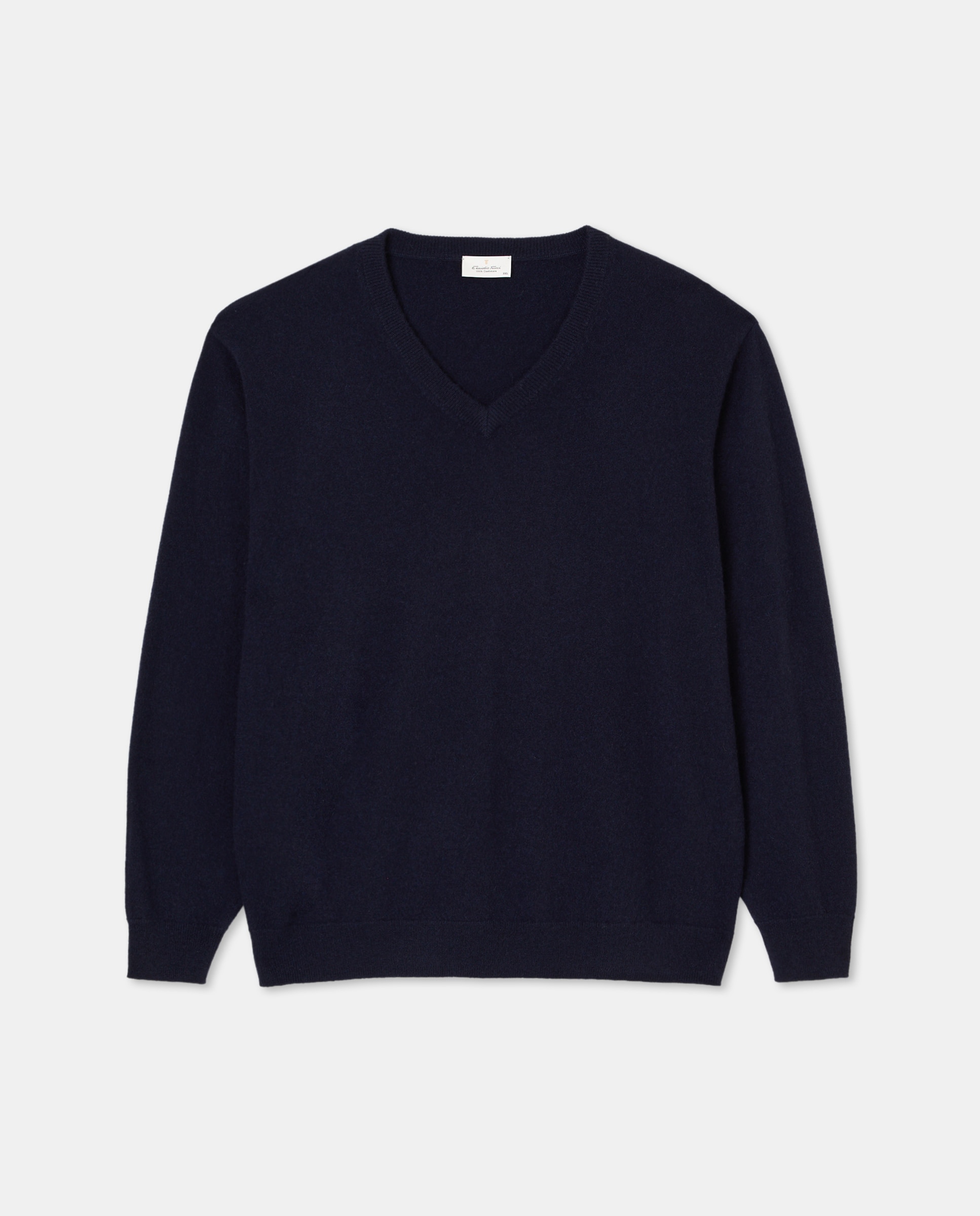 Jersey cuello pico 100% cashmere hombre - Emidio Tucci - Azul marino Azul marino-4