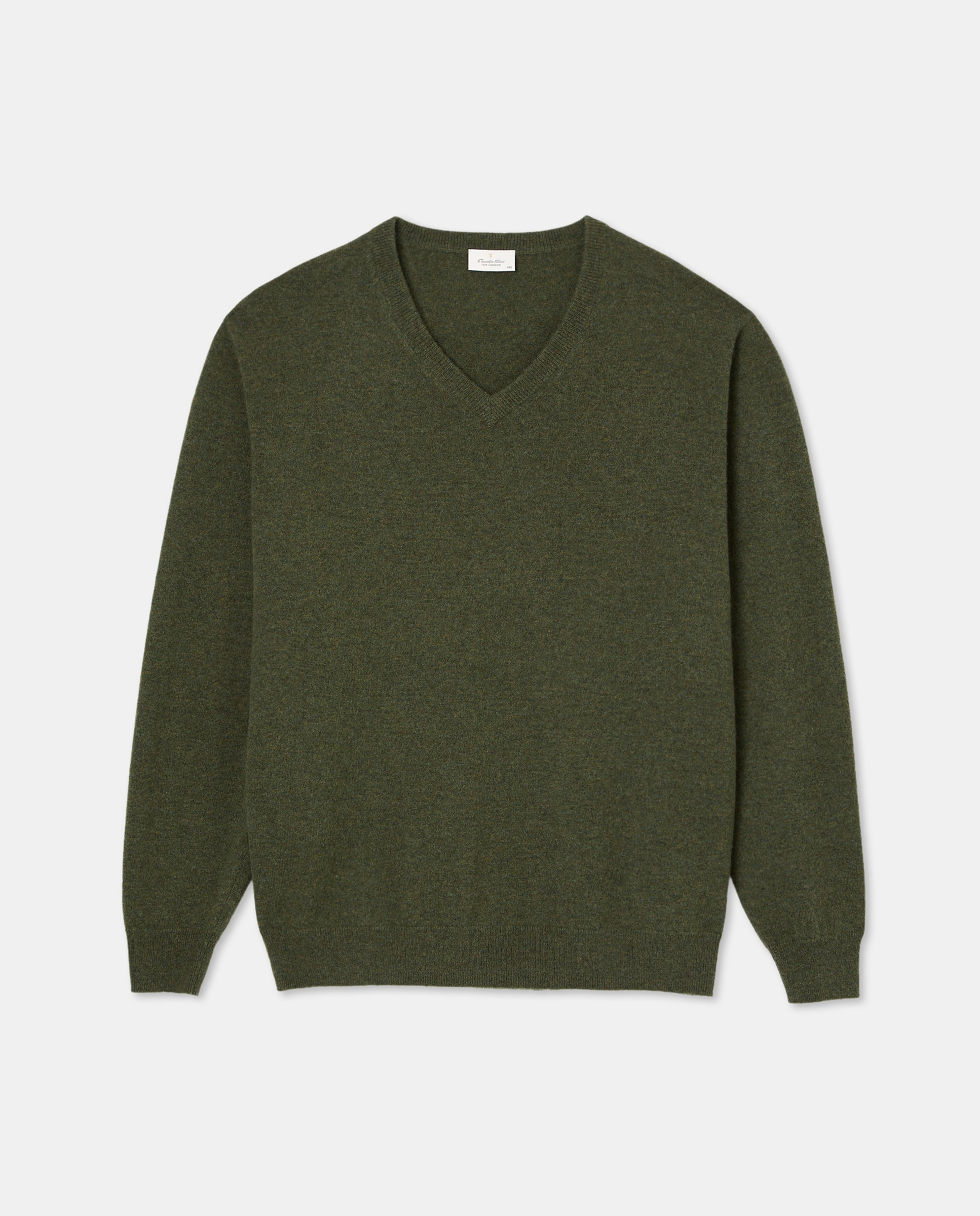 Jersey cuello pico 100% cashmere hombre - Emidio Tucci - Kaki Kaki-4