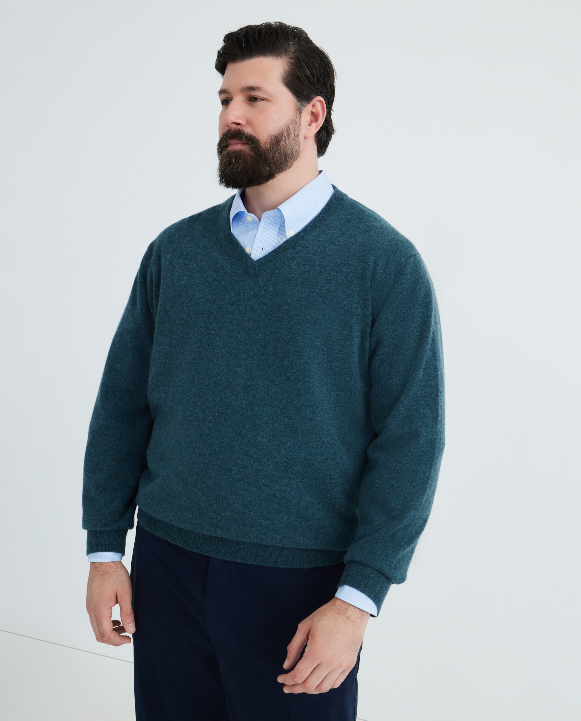 Jersey cuello pico 100% cashmere hombre - Emidio Tucci - Verde Verde-1