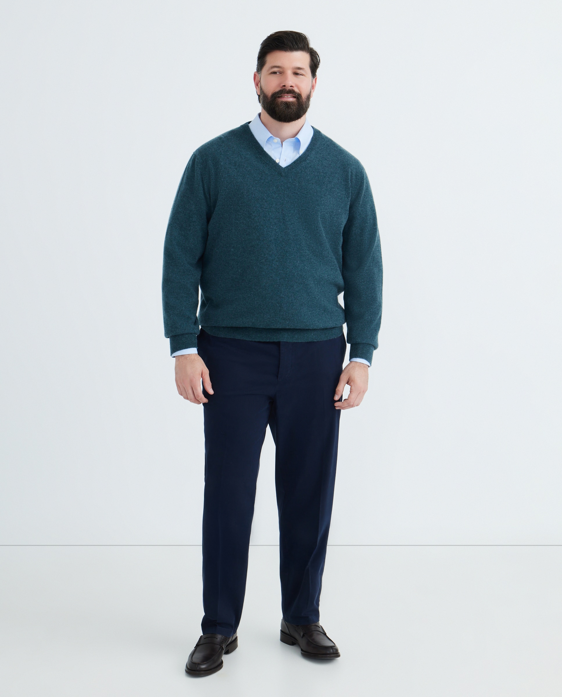 Jersey cuello pico 100% cashmere hombre - Emidio Tucci - Verde Verde-2
