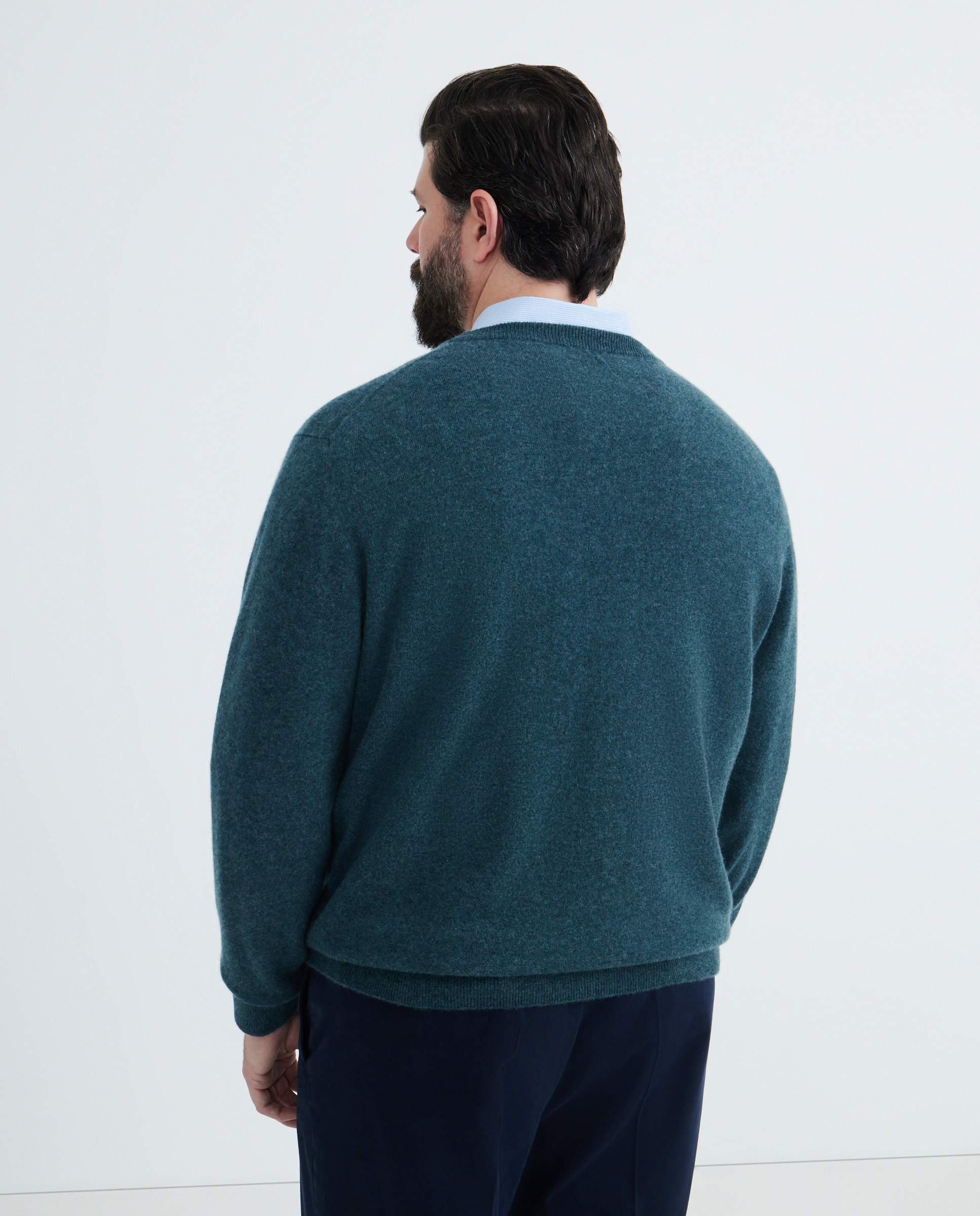 Jersey cuello pico 100% cashmere hombre - Emidio Tucci - Verde Verde-3