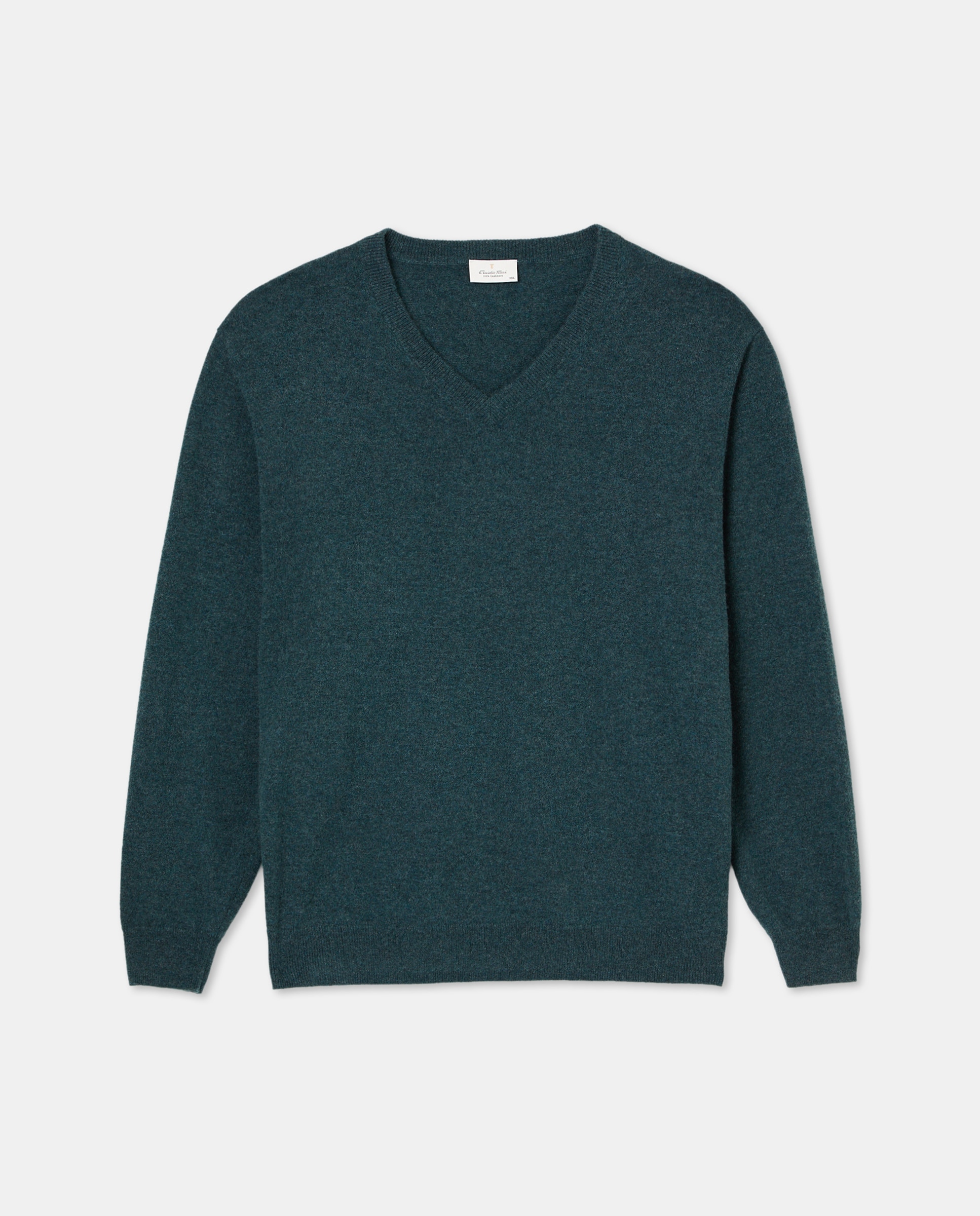 Jersey cuello pico 100% cashmere hombre - Emidio Tucci - Verde Verde-4