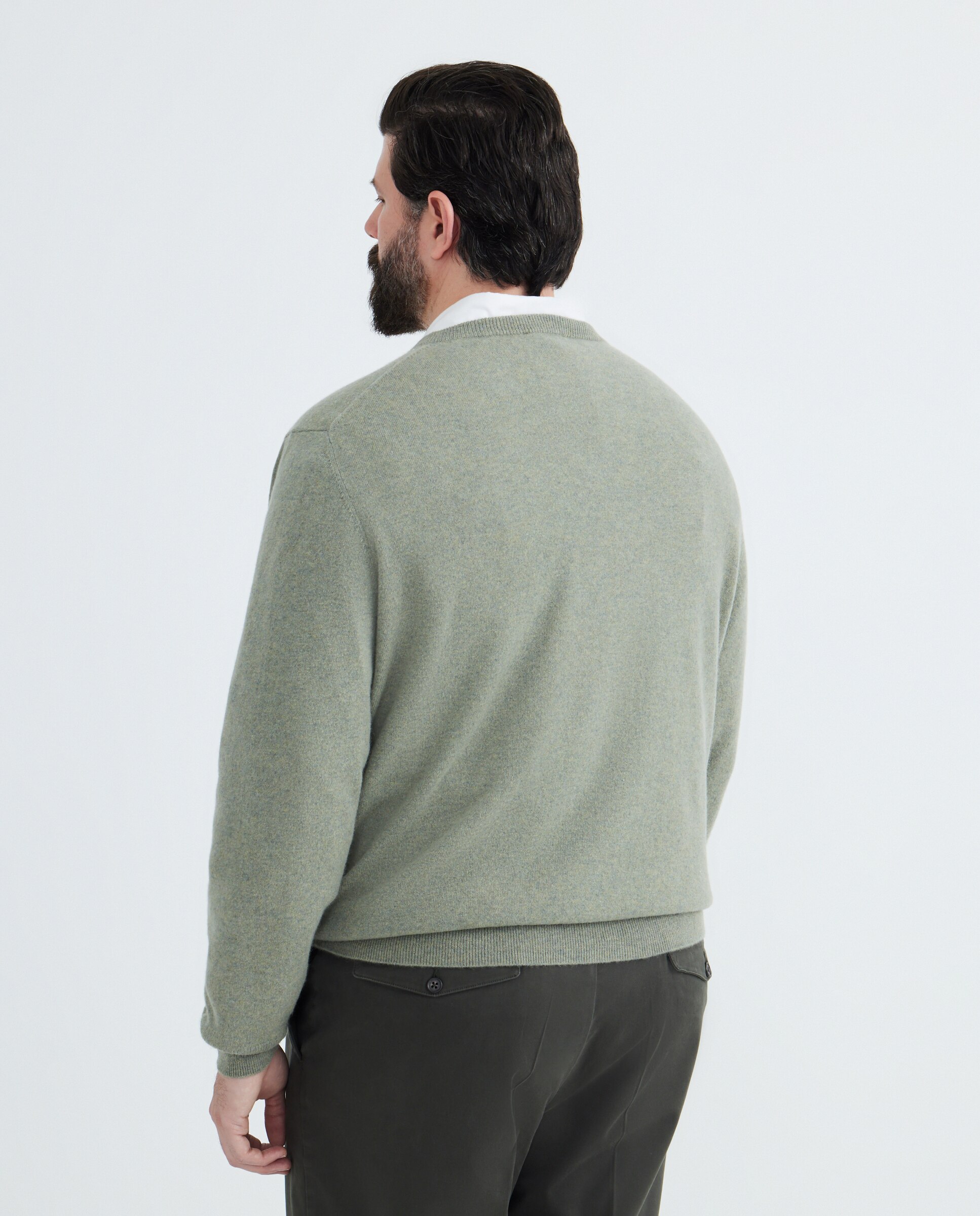 Jersey cuello pico 100% cashmere hombre - Emidio Tucci - Verde claro Verde claro-3