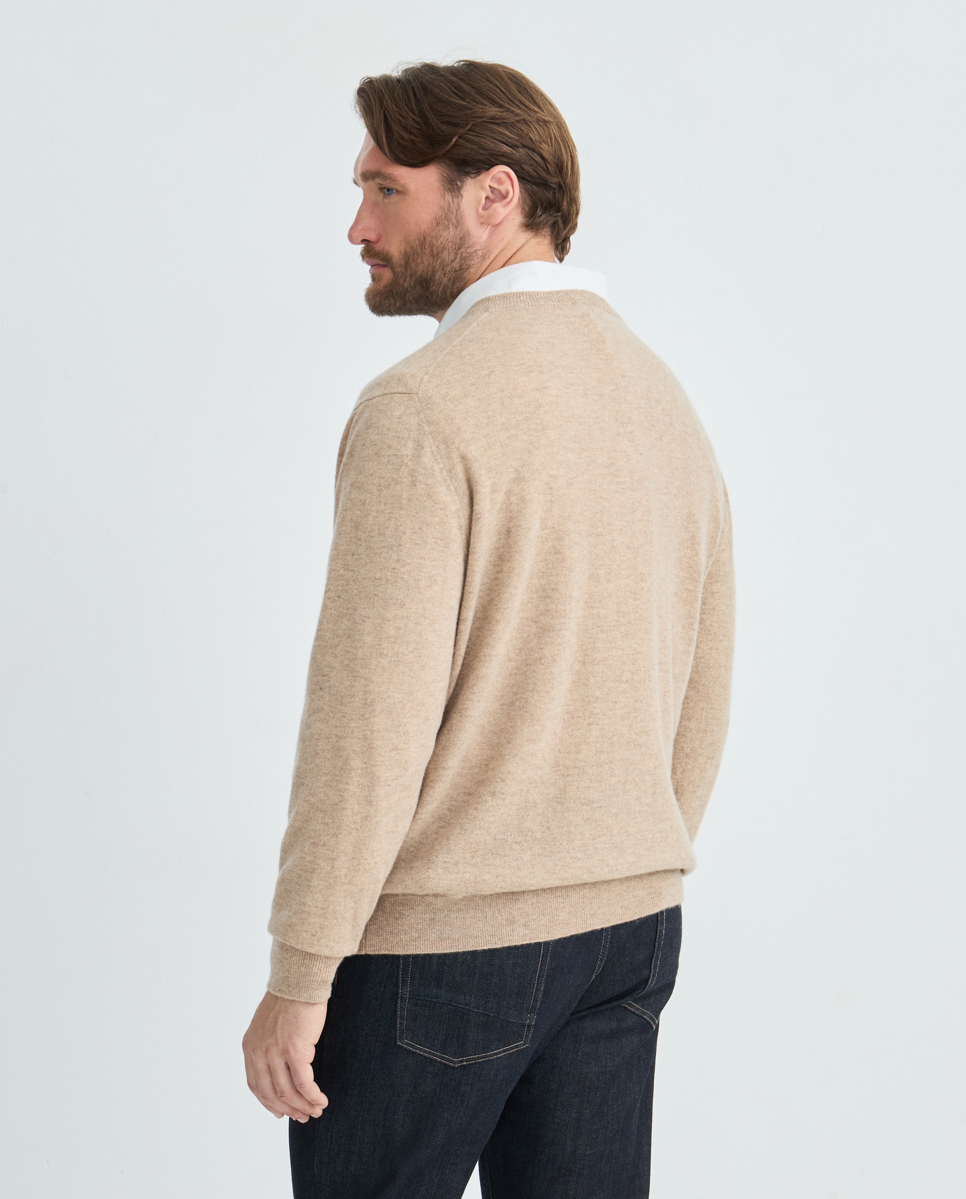 Jersey cuello pico 100% cashmere hombre - Emidio Tucci - Beige Beige-3