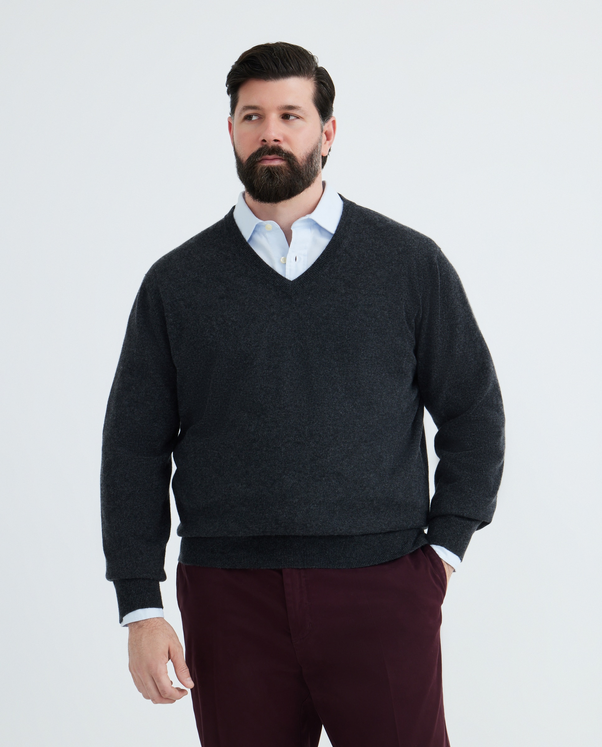 Jersey cuello pico 100% cashmere hombre - Emidio Tucci - Gris oscuro Gris oscuro-1