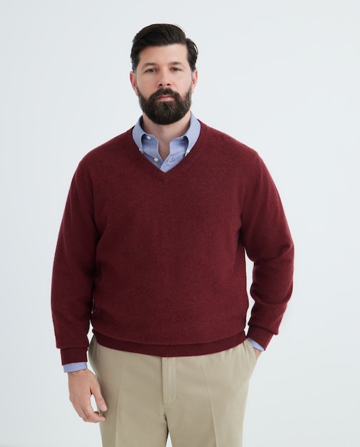 Imagem 0 de Camisola de Malha Lisa e Caxemira Tamanhos Grandes com Decote em Bico