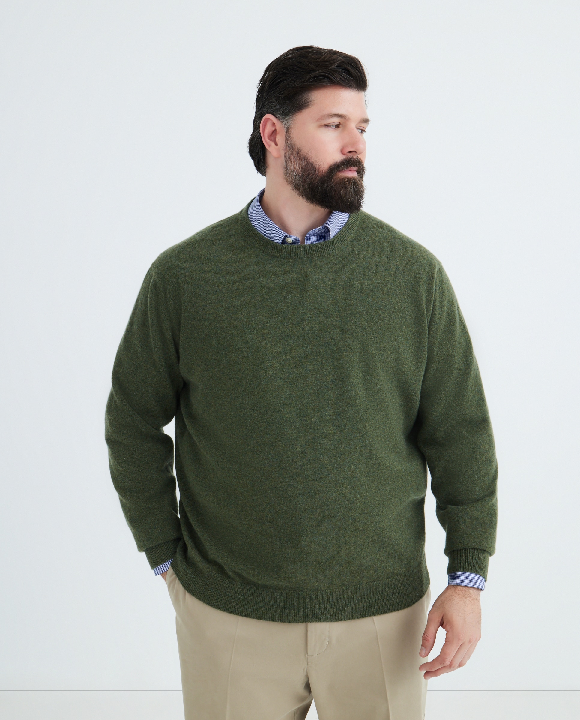 Jersey cuello redondo 100% cashmere hombre - Emidio Tucci - Kaki Kaki-1