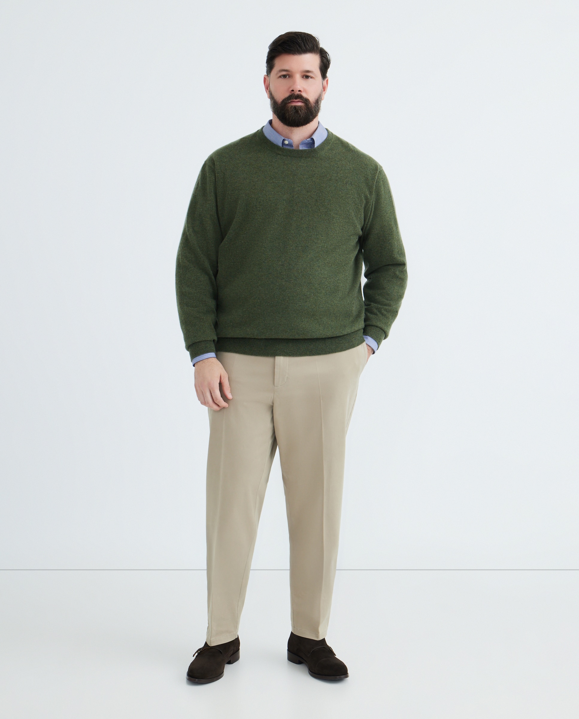 Jersey cuello redondo 100% cashmere hombre - Emidio Tucci - Kaki Kaki-2