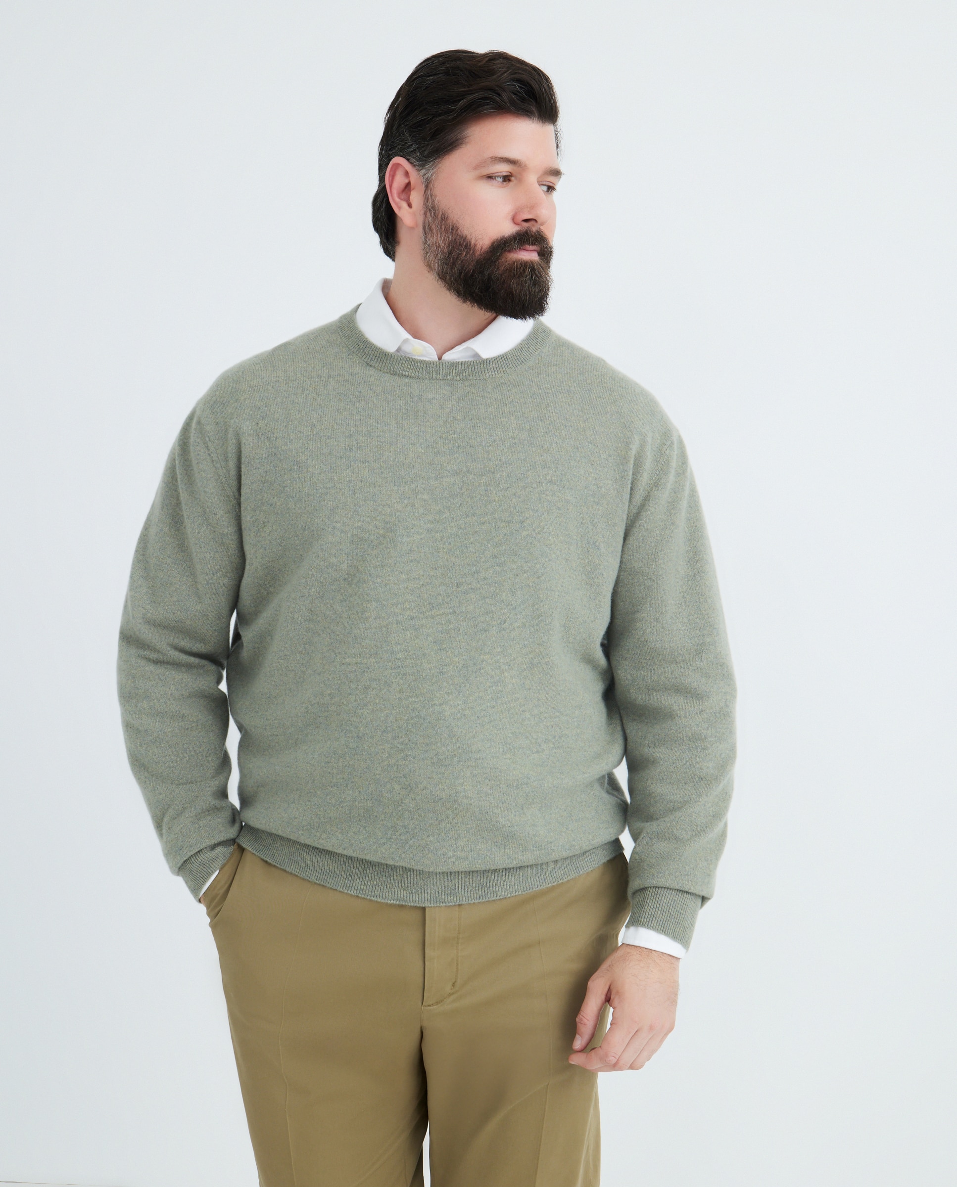 Jersey cuello redondo 100% cashmere hombre - Emidio Tucci - Verde claro Verde claro-1