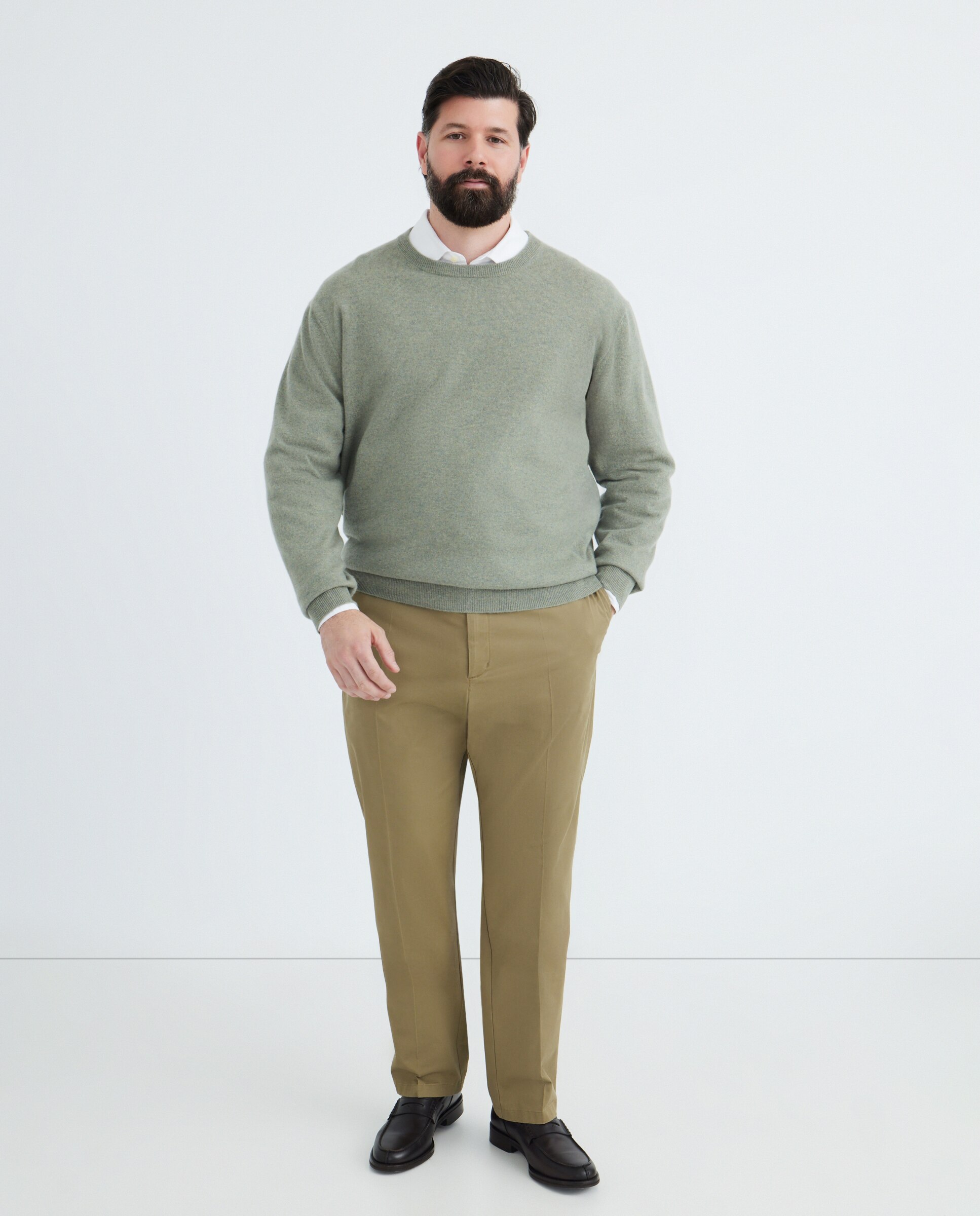 Jersey cuello redondo 100% cashmere hombre - Emidio Tucci - Verde claro Verde claro-2