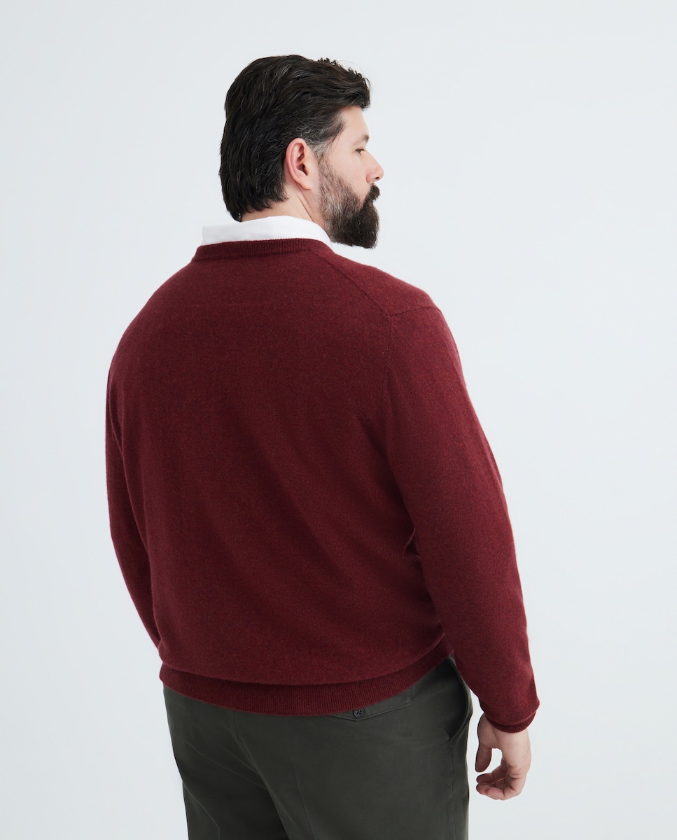 Camisola de Malha com Decote Redondo Lisa Caxemira Vermelho-3