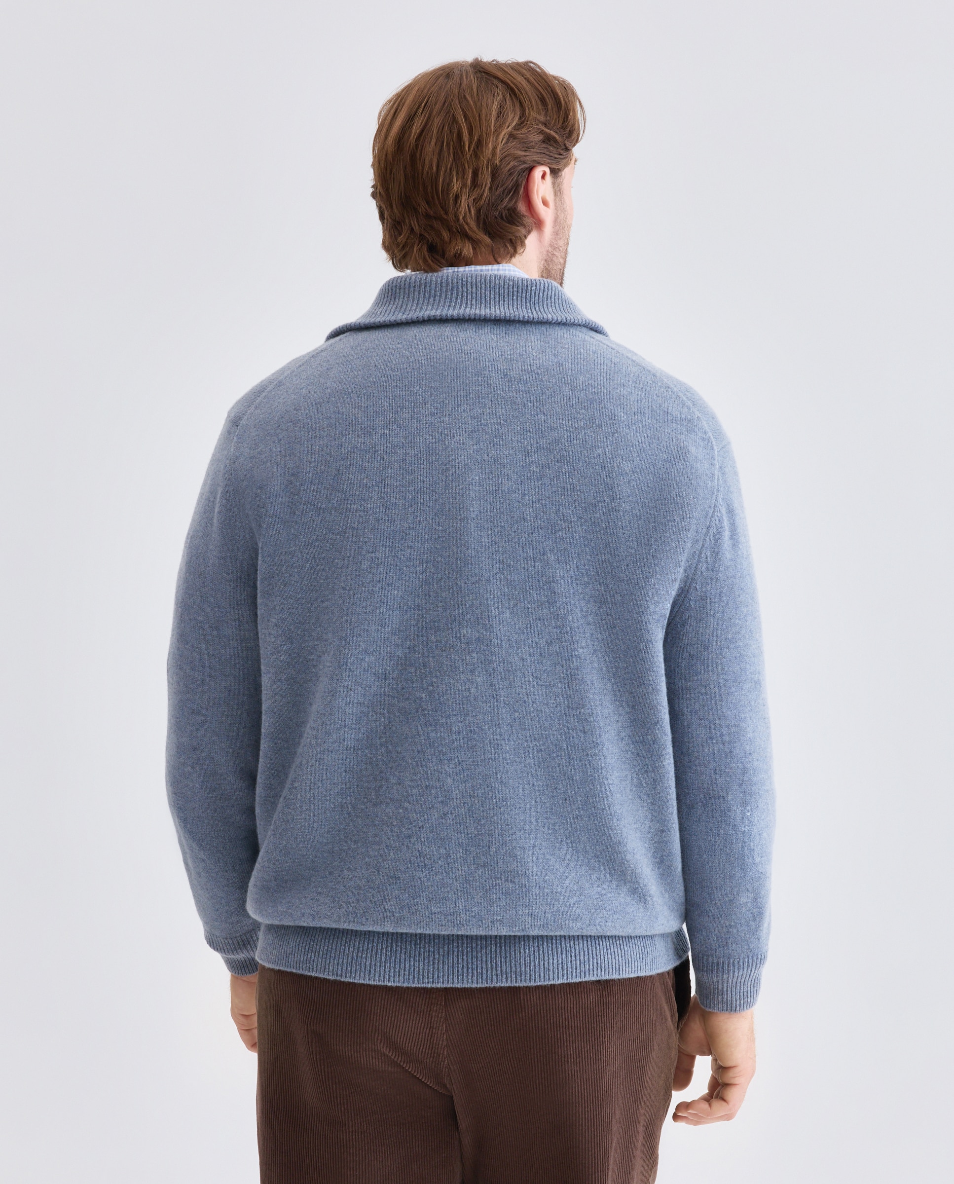 Jersey cuello semicisne cremallera lana/cashmere hombre - Emidio Tucci - Azul Azul-2