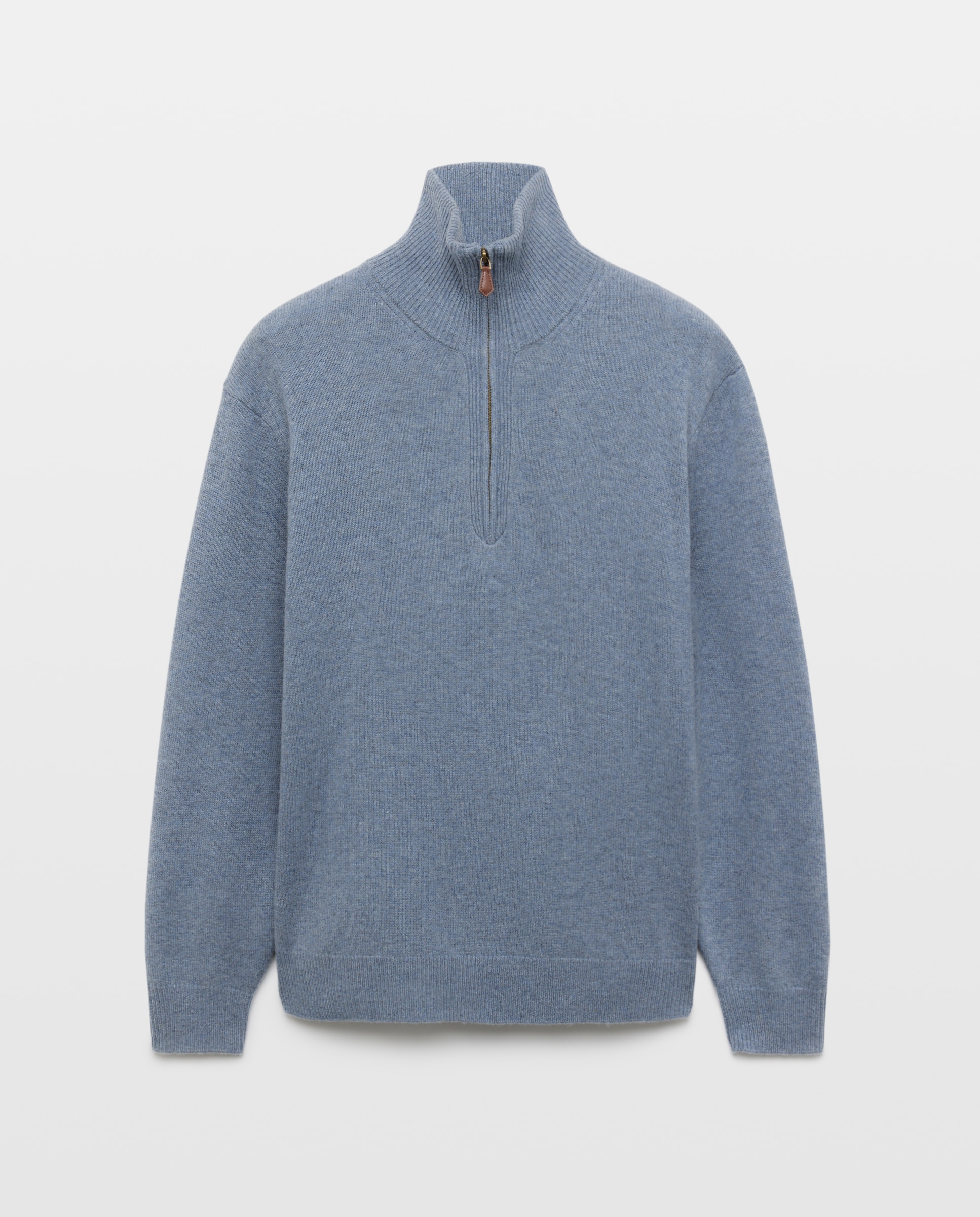 Jersey cuello semicisne cremallera lana/cashmere hombre - Emidio Tucci - Azul Azul-5