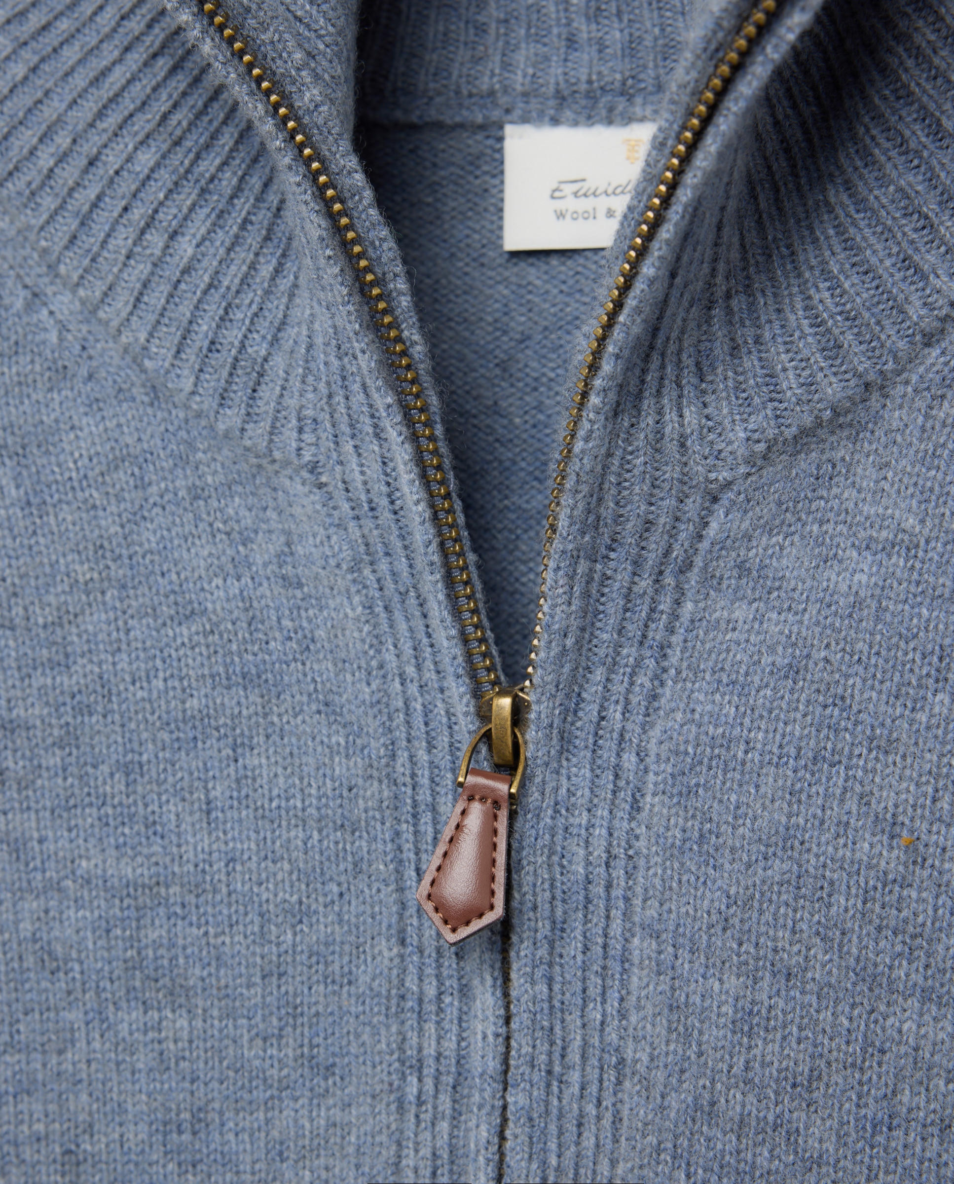 Jersey cuello semicisne cremallera lana/cashmere hombre - Emidio Tucci - Azul Azul-6