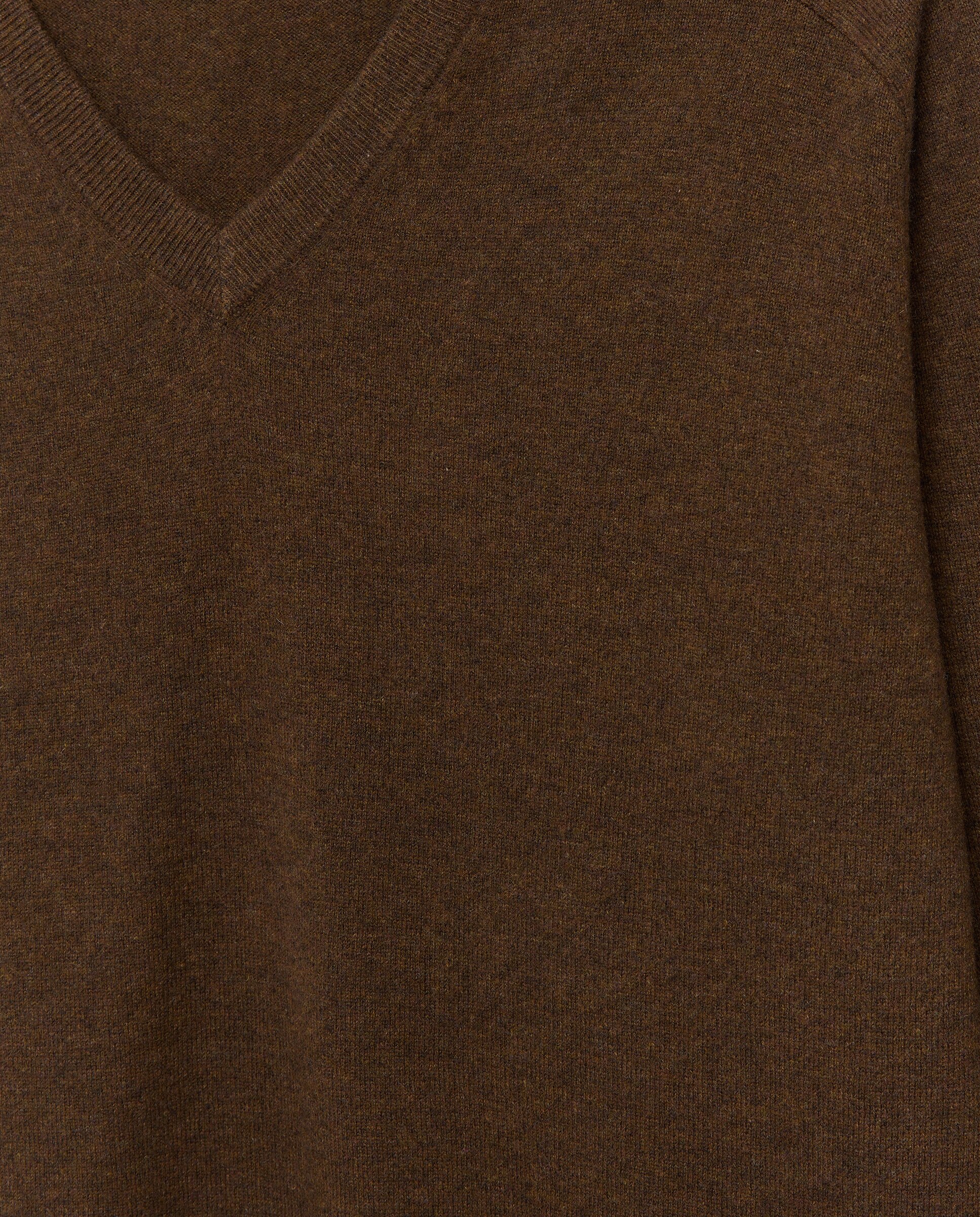 Jersey de hombre cuello pico liso lana cashmere tallas grandes - Emidio Tucci - Marrón Marrón-5