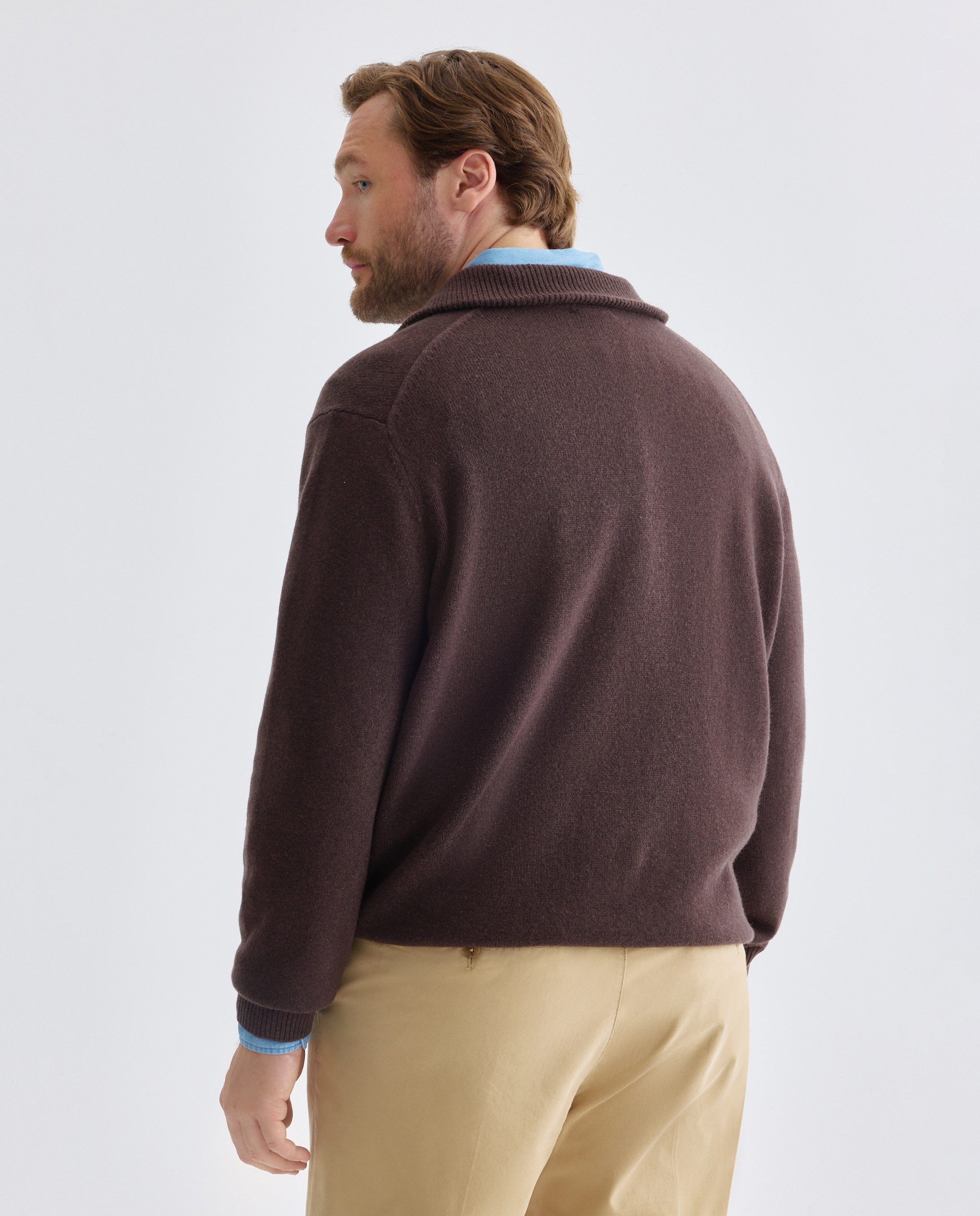 Jersey cuello semicisne cremallera lana/cashmere hombre - Emidio Tucci - Marrón Marrón-3