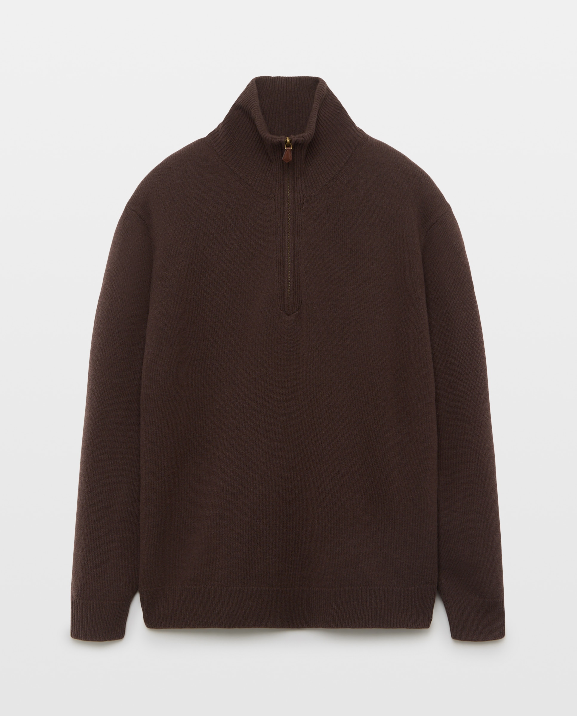 Jersey cuello semicisne cremallera lana/cashmere hombre - Emidio Tucci - Marrón Marrón-4