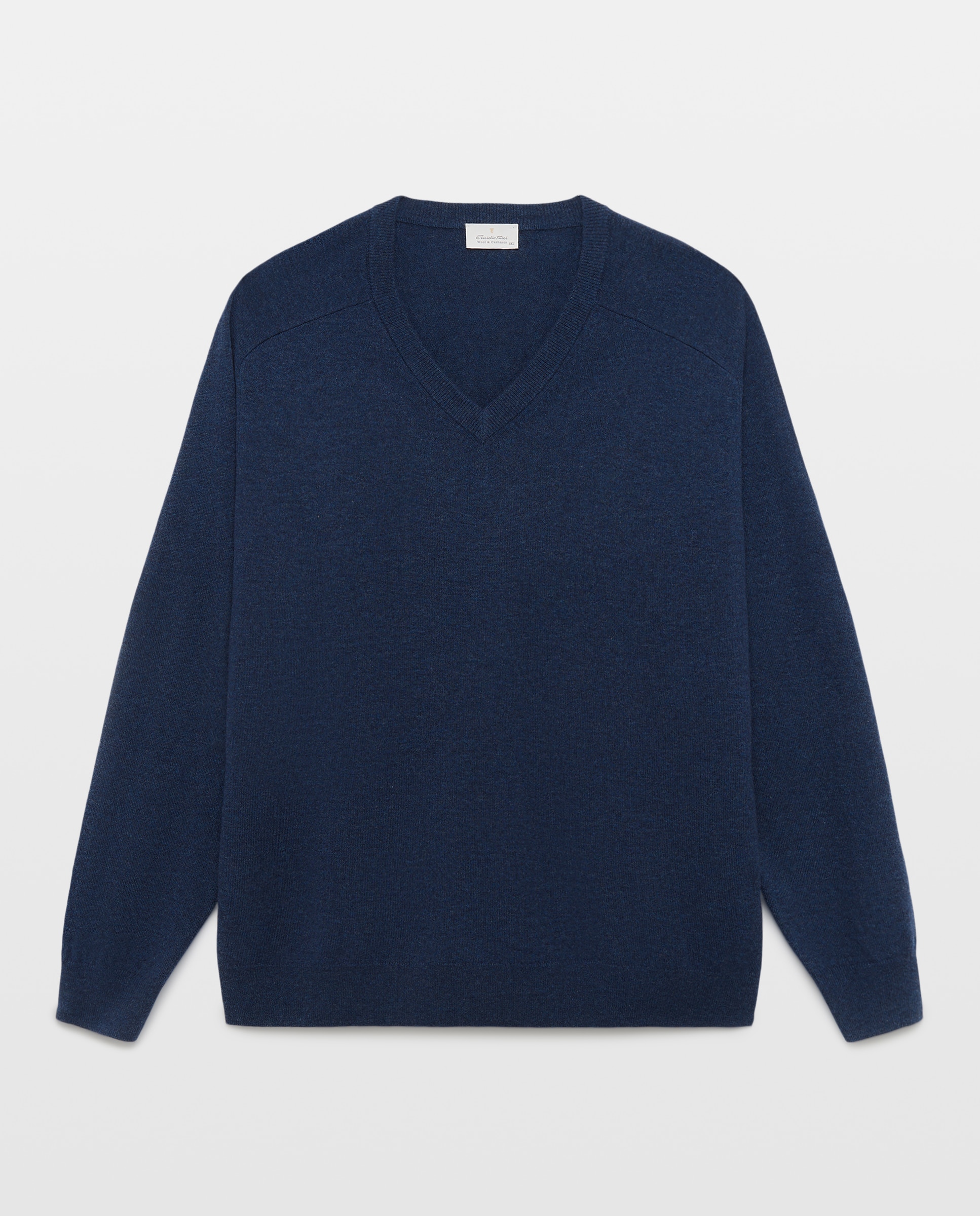 Camisola de Malha Lisa de Lã e Caxemira com Decote em Bico Tamanhos Grandes Bege-4