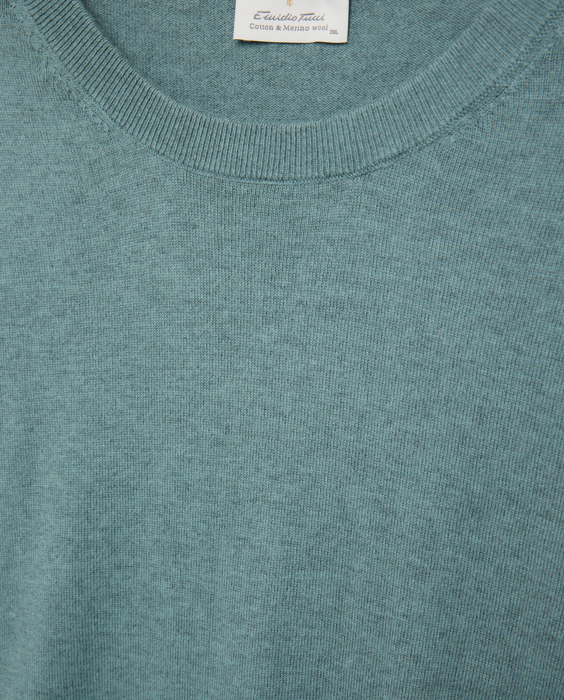Jersey de hombre de cuello redondo liso algodón merino tallas grandes - Emidio Tucci - Azul Azul-5