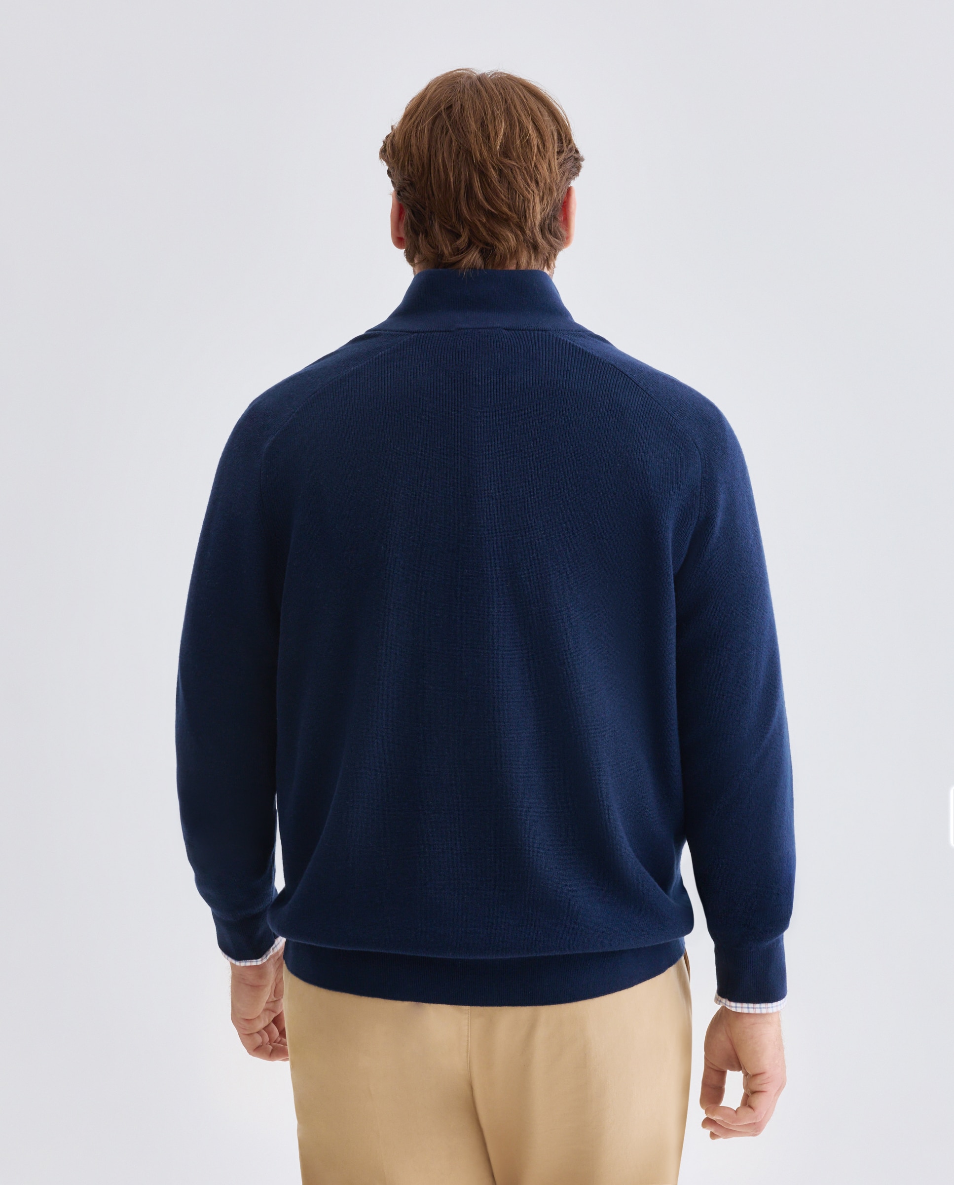 Jersey de hombre de c/semicisne cremallera liso algodón merino tallas grandes - Emidio Tucci - Azul marino Azul marino-2