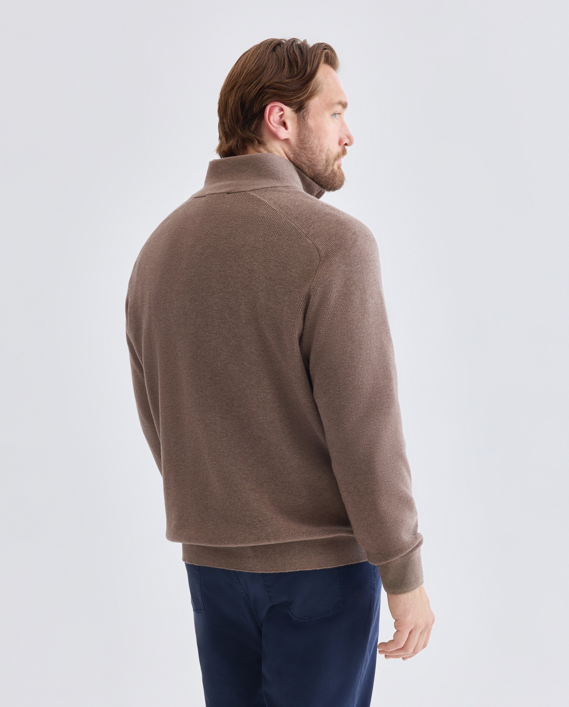 Jersey de hombre de c/semicisne cremallera liso algodón merino tallas grandes - Emidio Tucci - Beige Beige-3