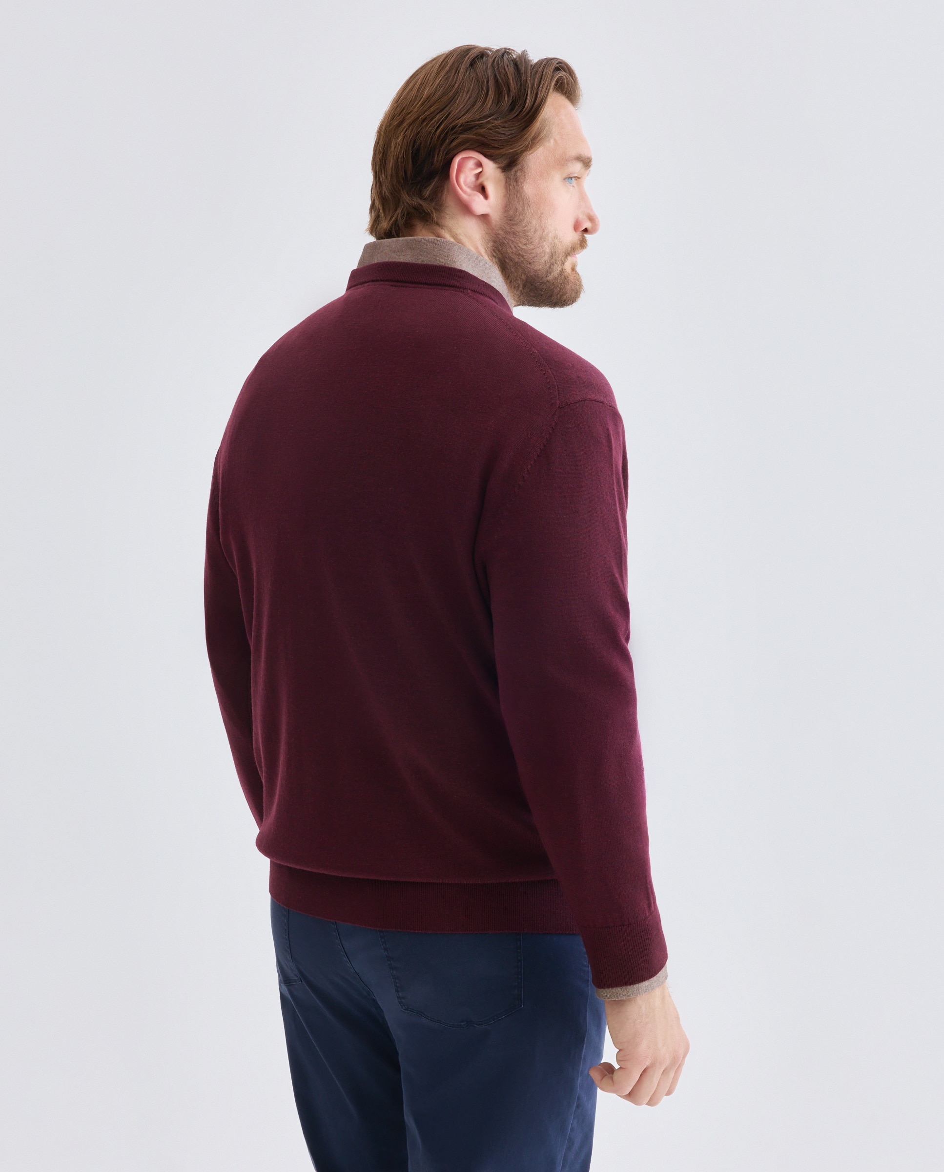 Jersey cuello redondo lavable 100% lana merino hombre - Emidio Tucci - Granate Granate-3