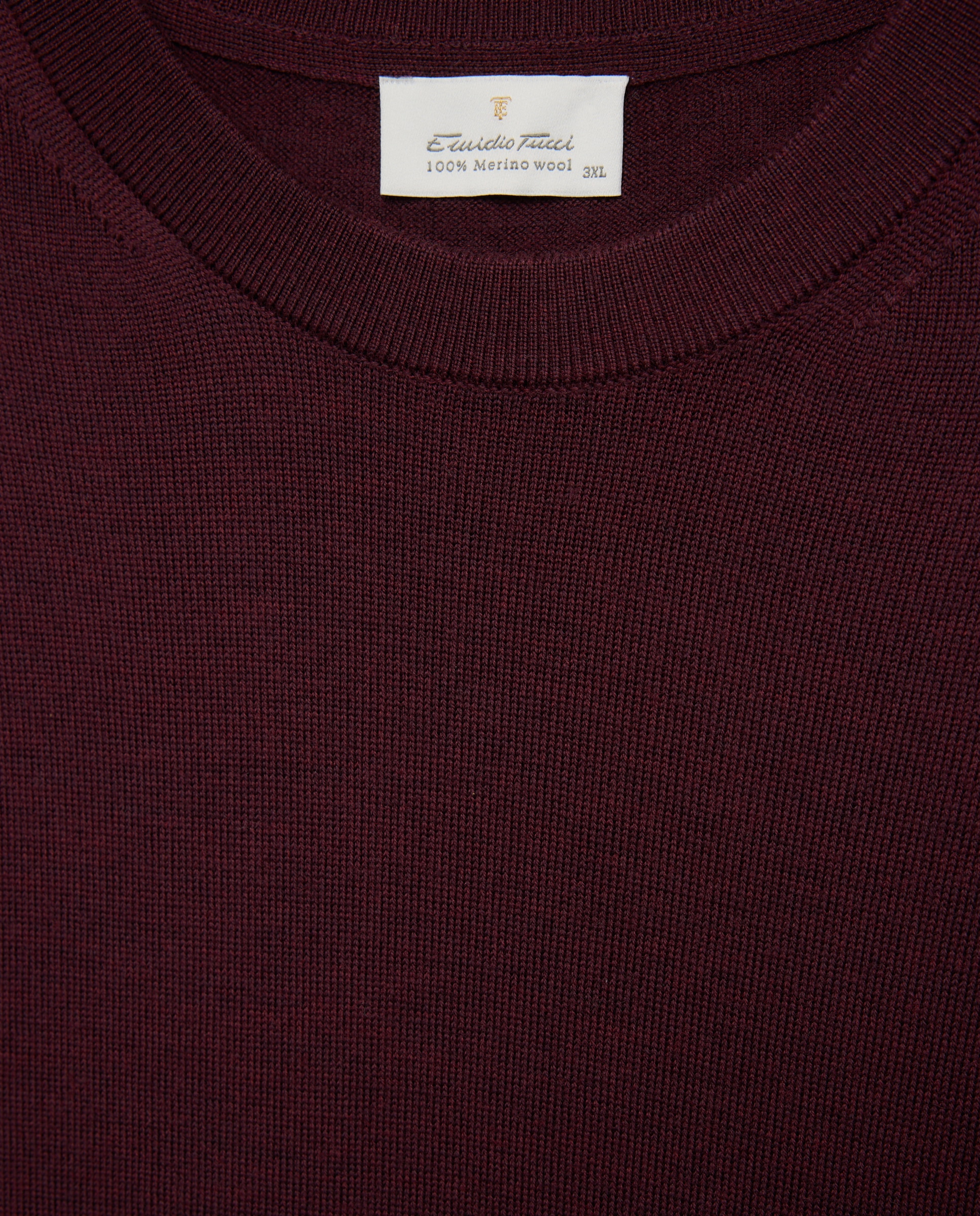 Jersey cuello redondo lavable 100% lana merino hombre - Emidio Tucci - Granate Granate-6